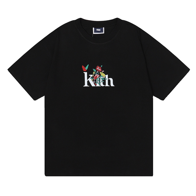 KITH Begonia Floral Logo Tee Cotton Couple Short Sleeve T-Shirt