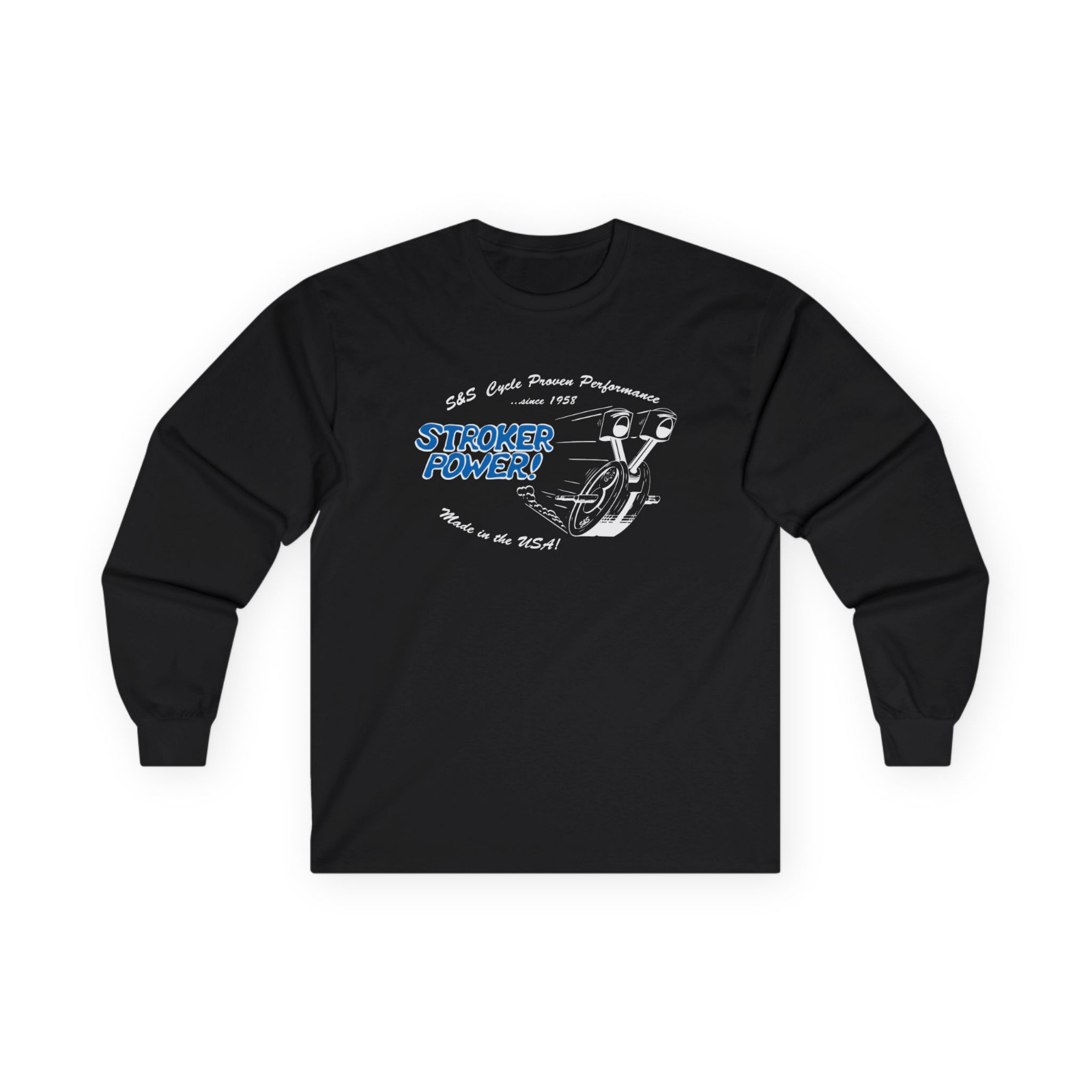 New S&S Cycle Stroke Power Logo Men’s Long Slevee T-Shirt American T-Shirt