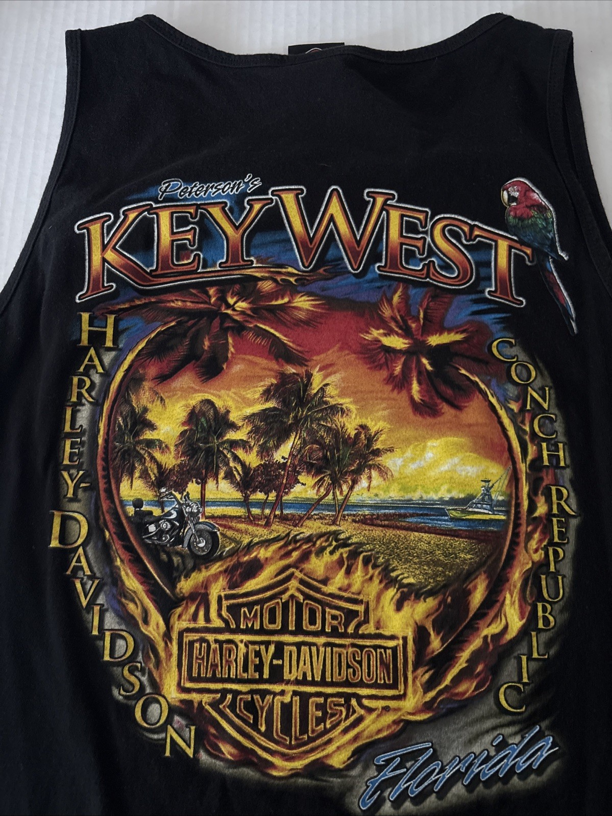 Harley-Davidson Tank Top Mens L Black Key West Florida Muscle Shirt Peterson’s