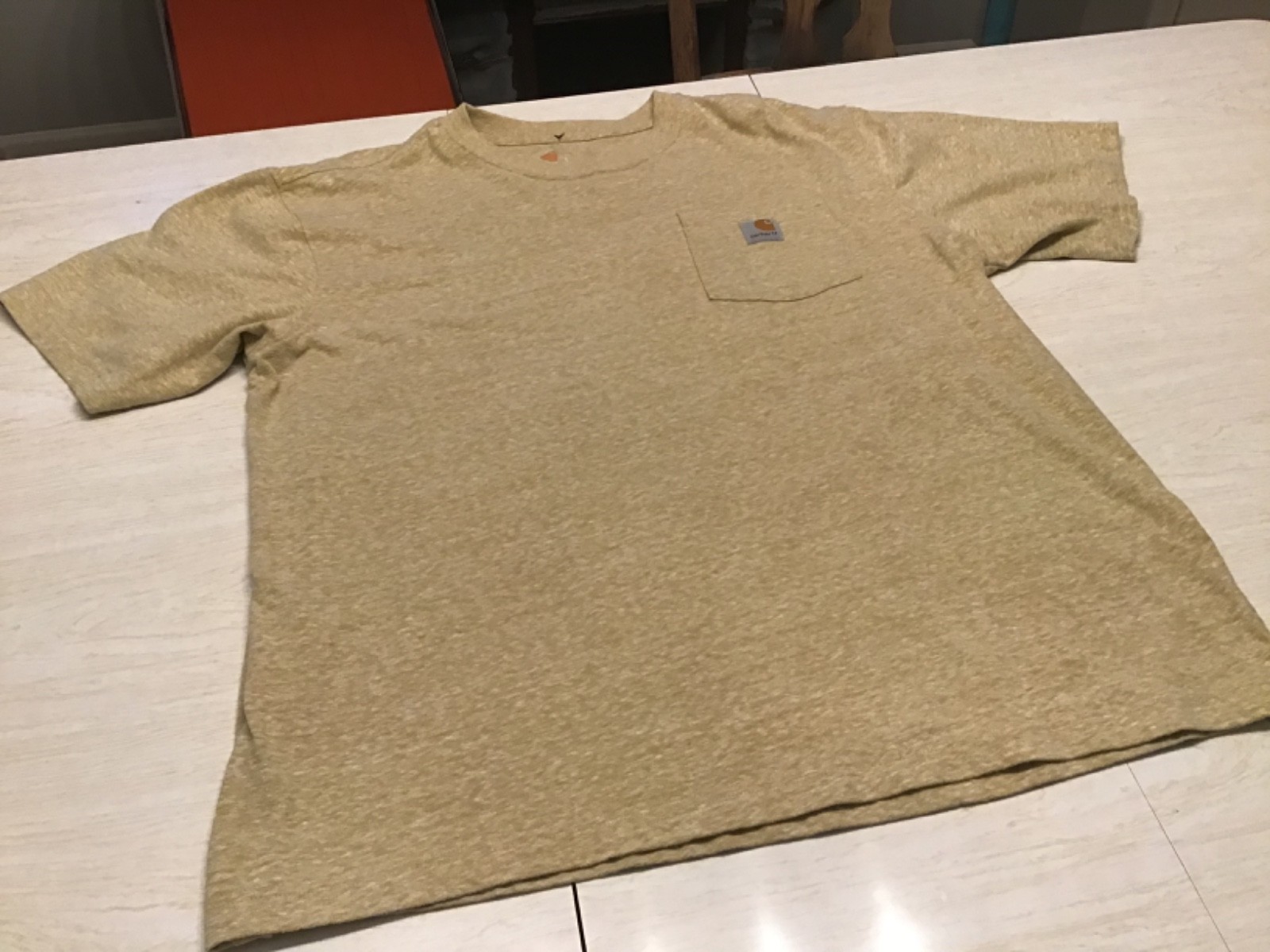 Carhartt Men’s T-Shirt LARGE Original Fit Heather Gold Pocket Tee Workwear Shirt