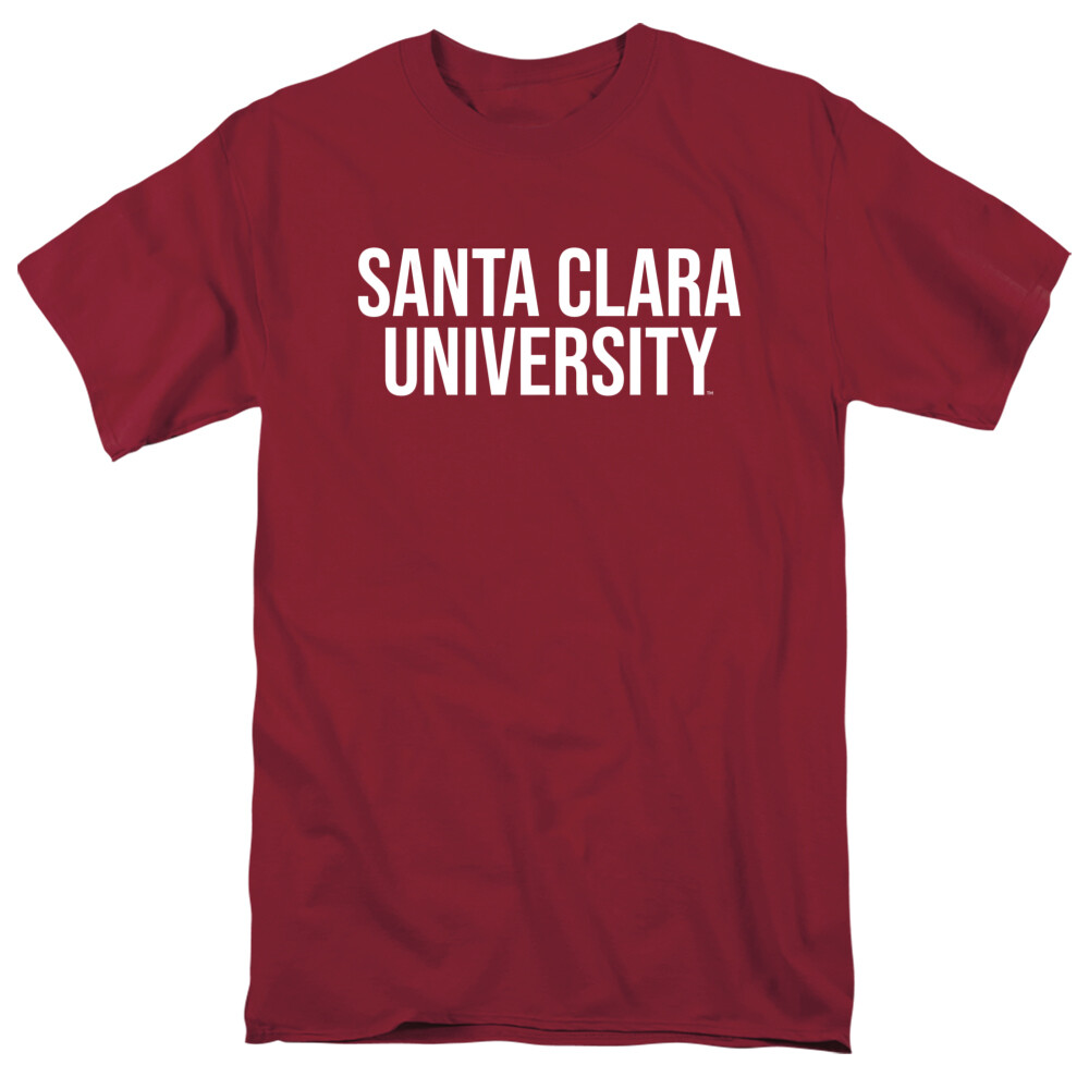 Santa Clara University Adult T-Shirt Stacked, Garnet, S-3XL