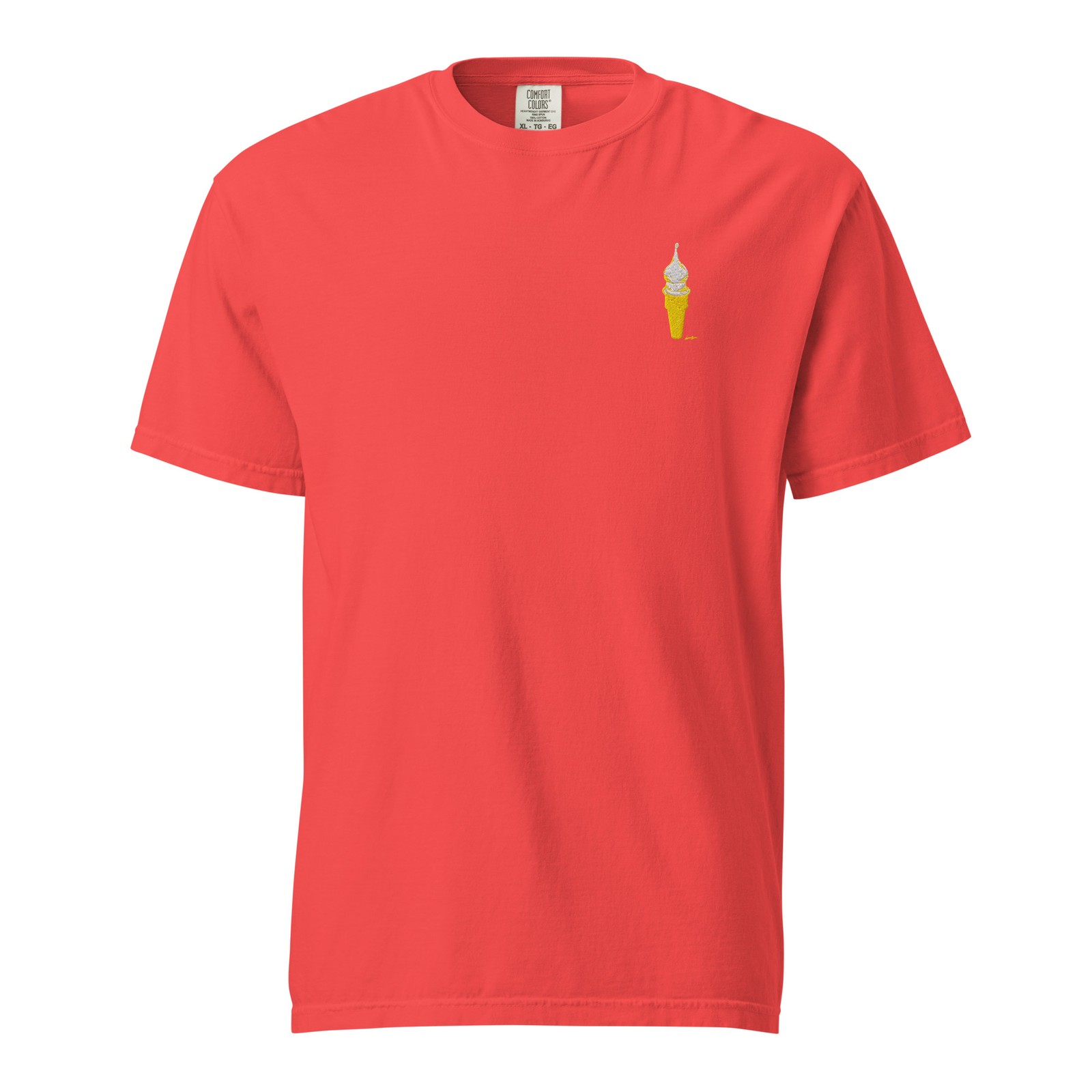 Ice Cream Embroidered Unisex Heavyweight T-Shirt | Garment-Dyed Cotton