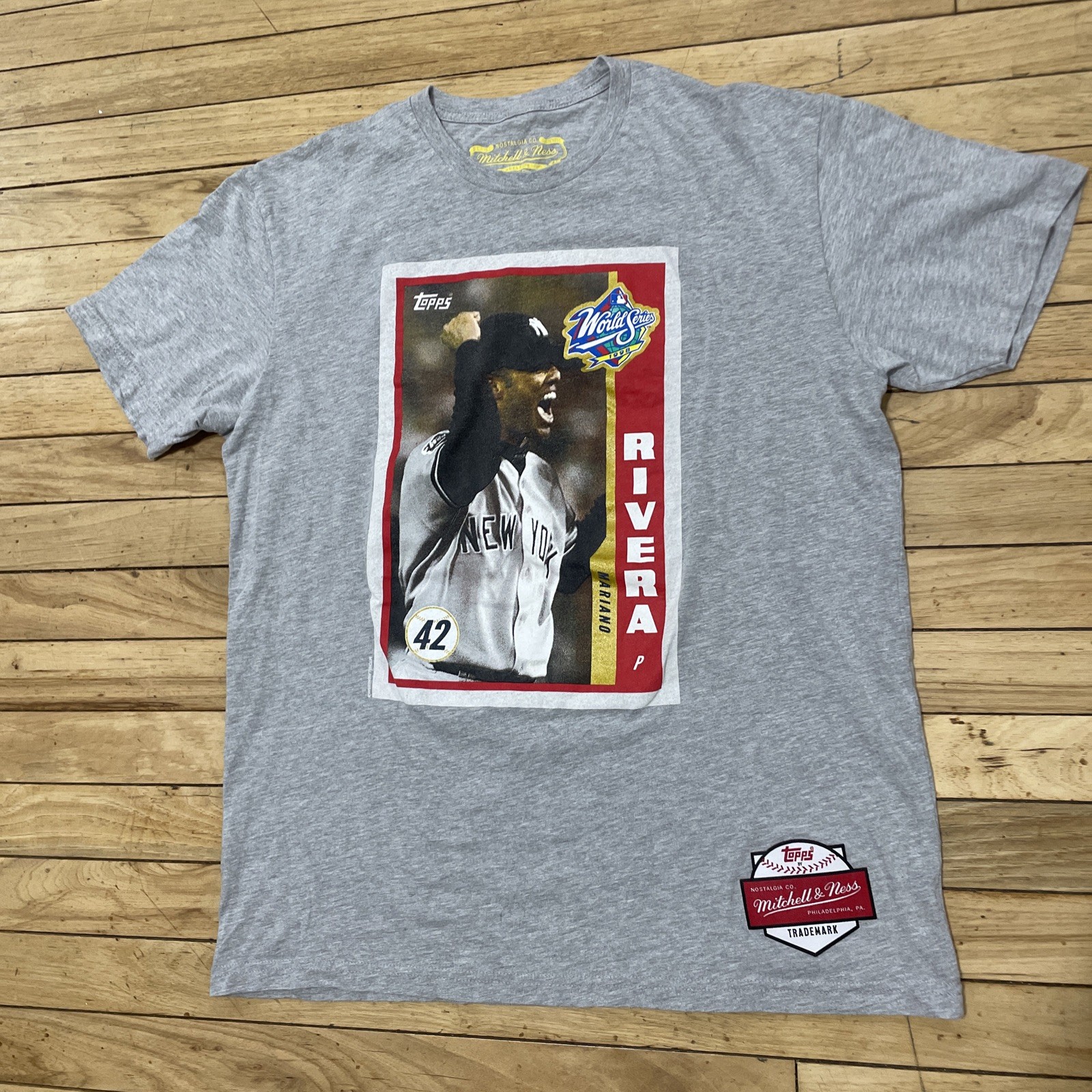 Mitchell & Ness Shirt Men L Mariano Rivera 1998 WS Topps Baseball Card Yankees