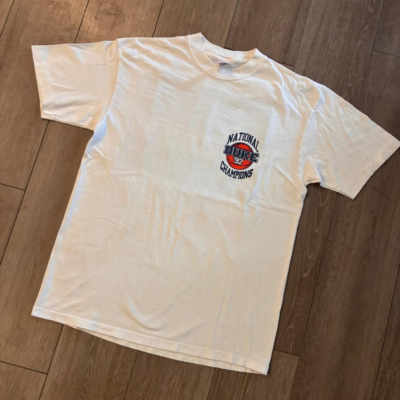 1992 Duke University National Champions white t-shirt with cool backhit Size L