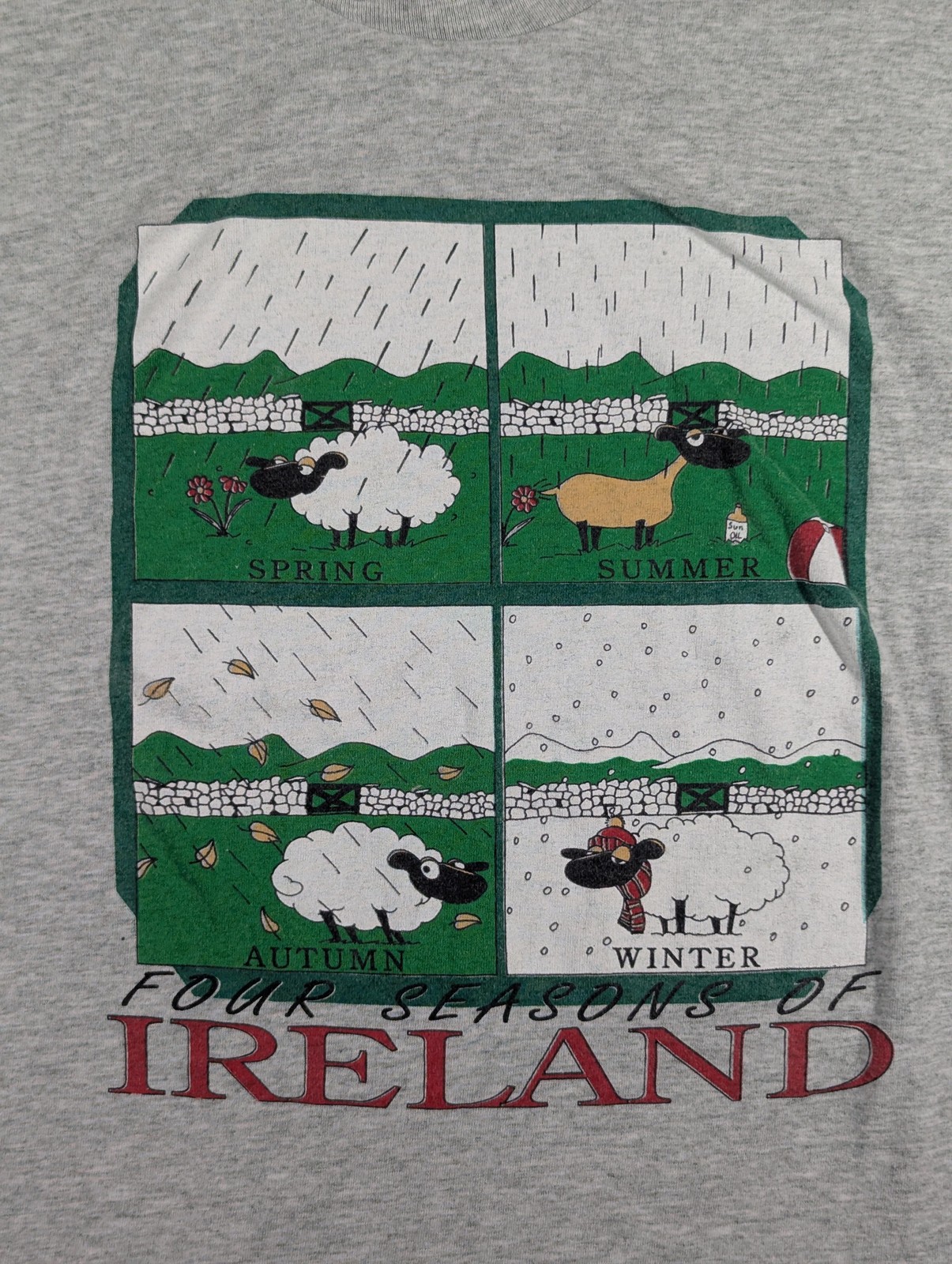Vintage Ireland Four Seasons Shirt Mens Large Gray Fruit Of The Loom Graphic Tee