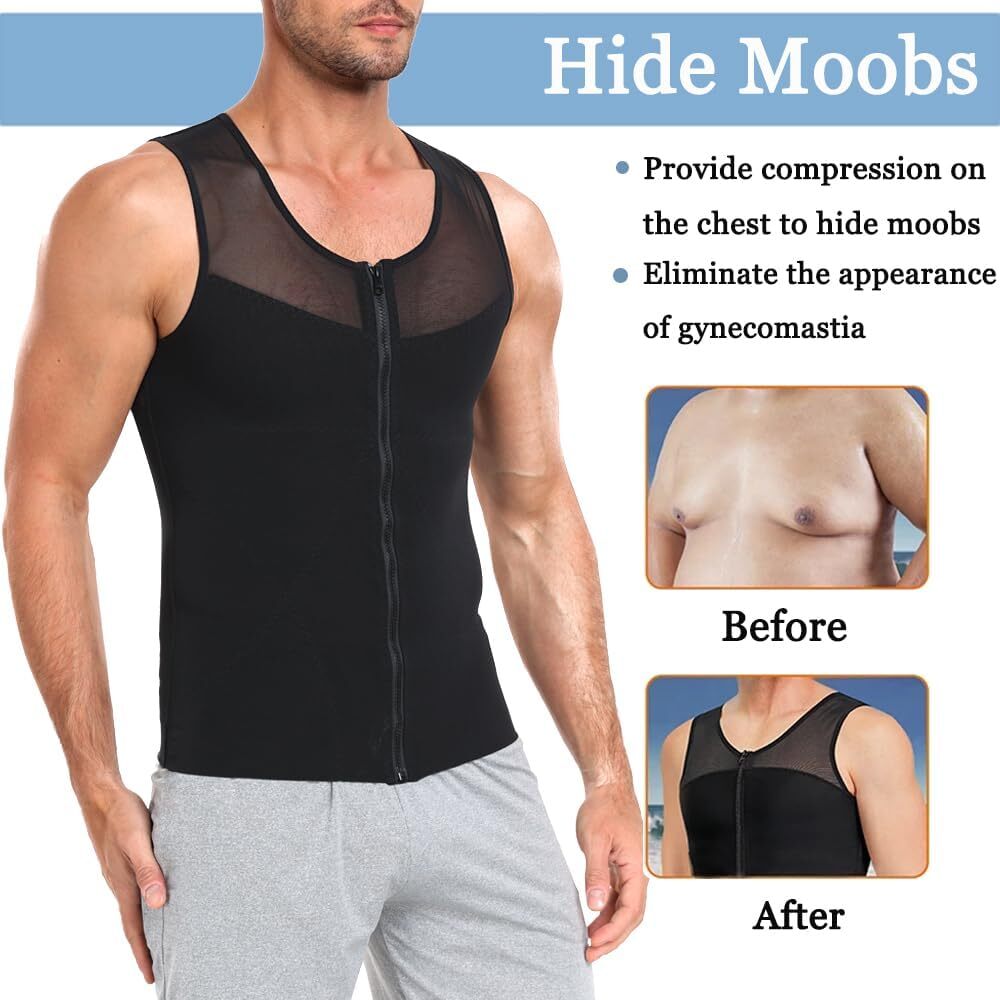 Men Compression Vest Post-Surgical Gynecomastia Shirt Body Shaper Tummy Control