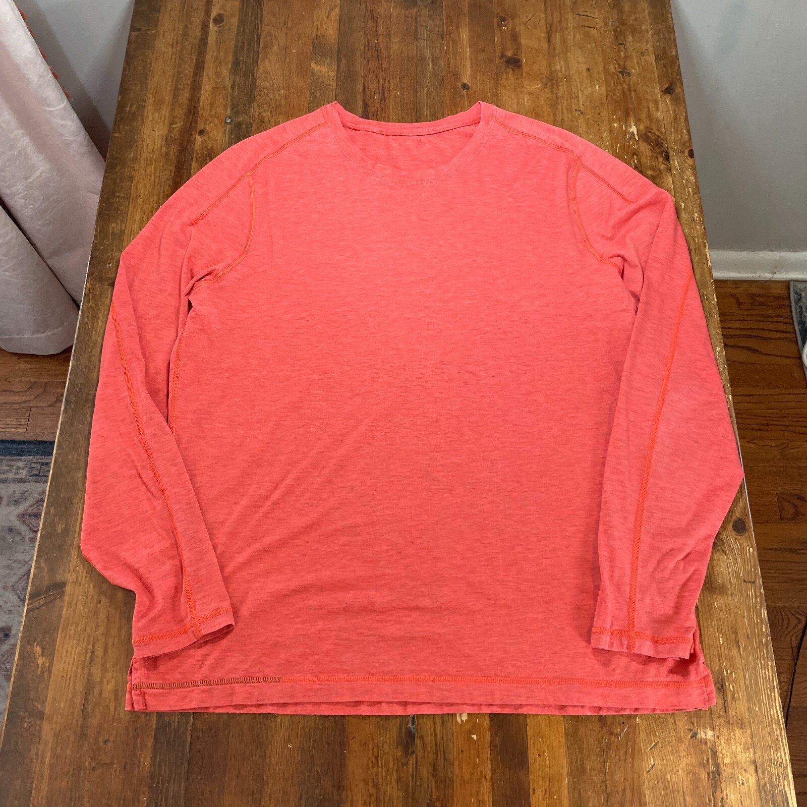 Lululemon Shirt Mens Large Orange Tee Casual Workout Gym Athleisure Stretch READ
