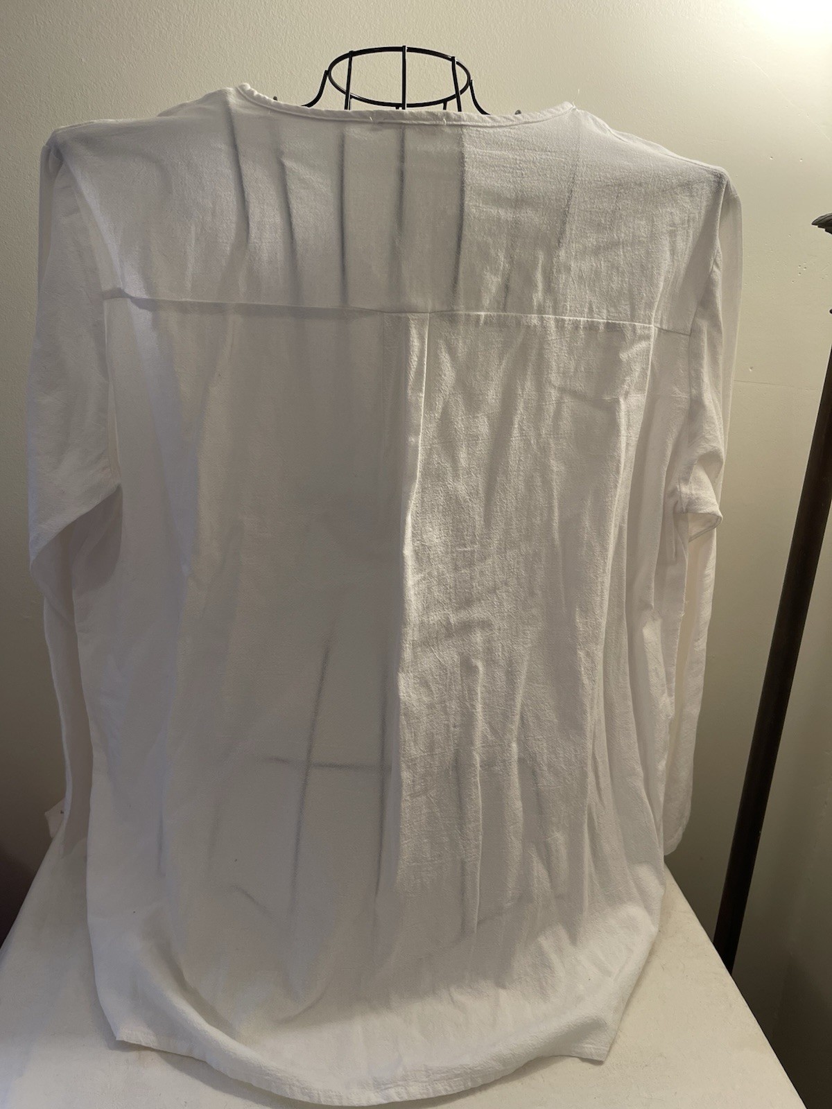 COOFANDY White Cotton Tunic Shirt XL Long Sleeve Casual L30”Chest 25”(flat) EUC