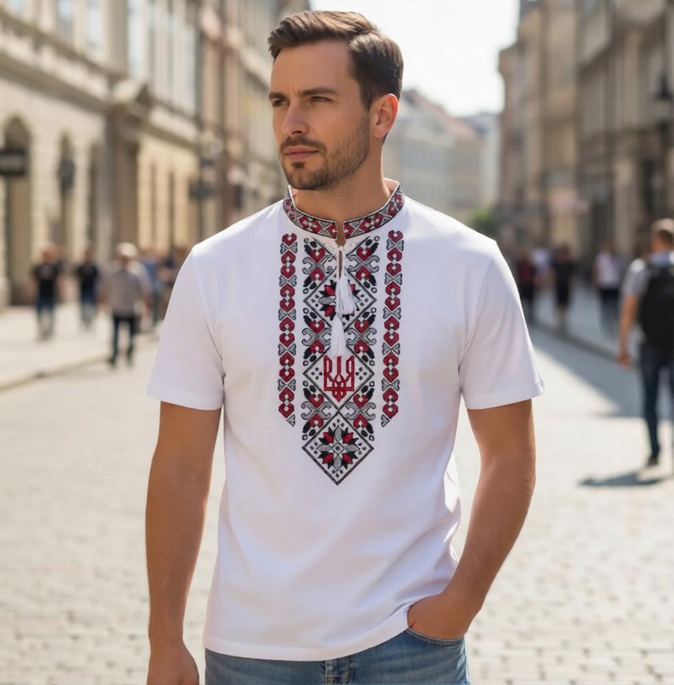 Ukrainian Embroidered Vyshyvanka Men’s Short Sleeve T-shirt