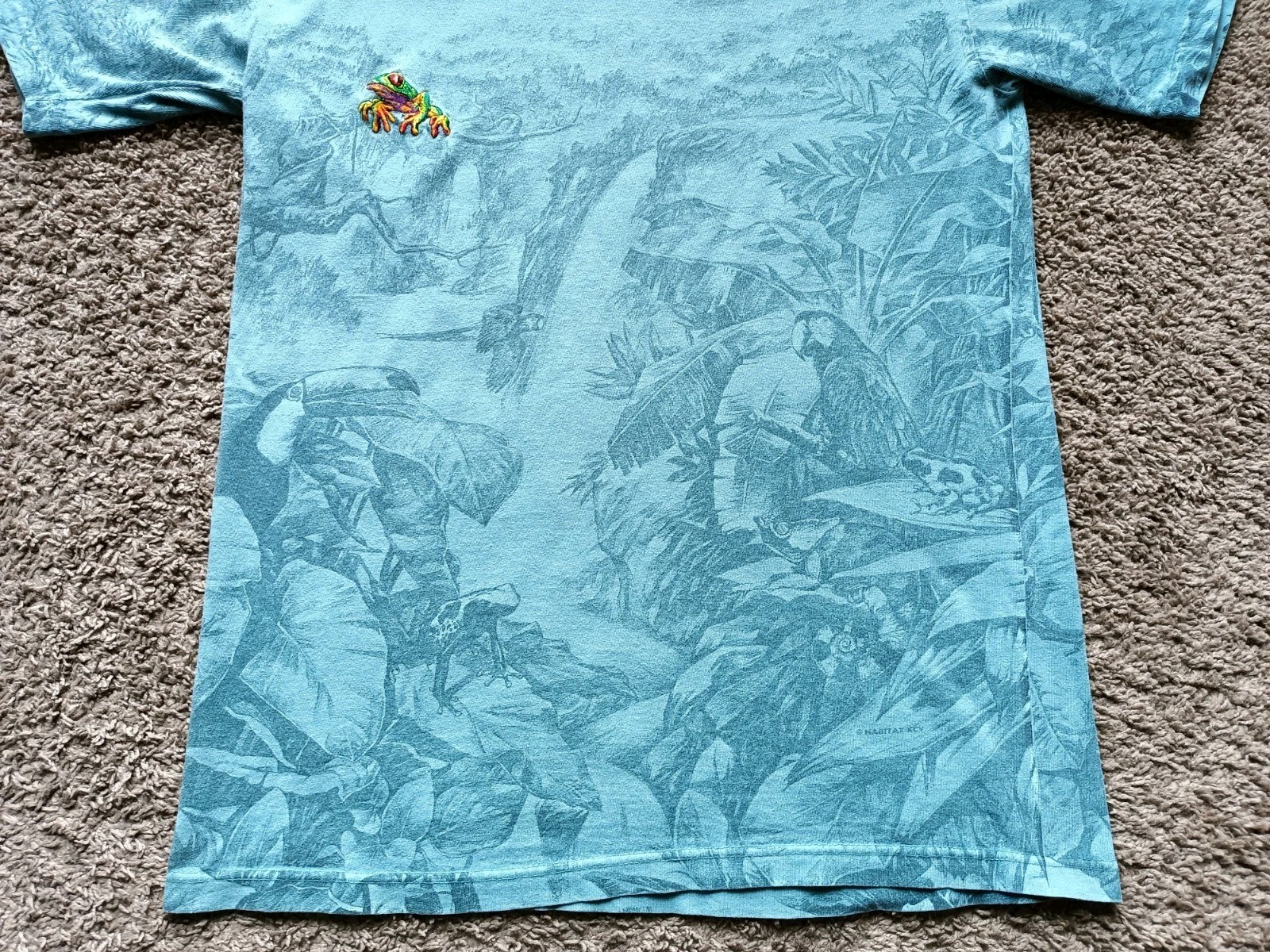 Vintage Habitat Wilderness T-Shirt Men’s Size Large All Over Print Animal Blue
