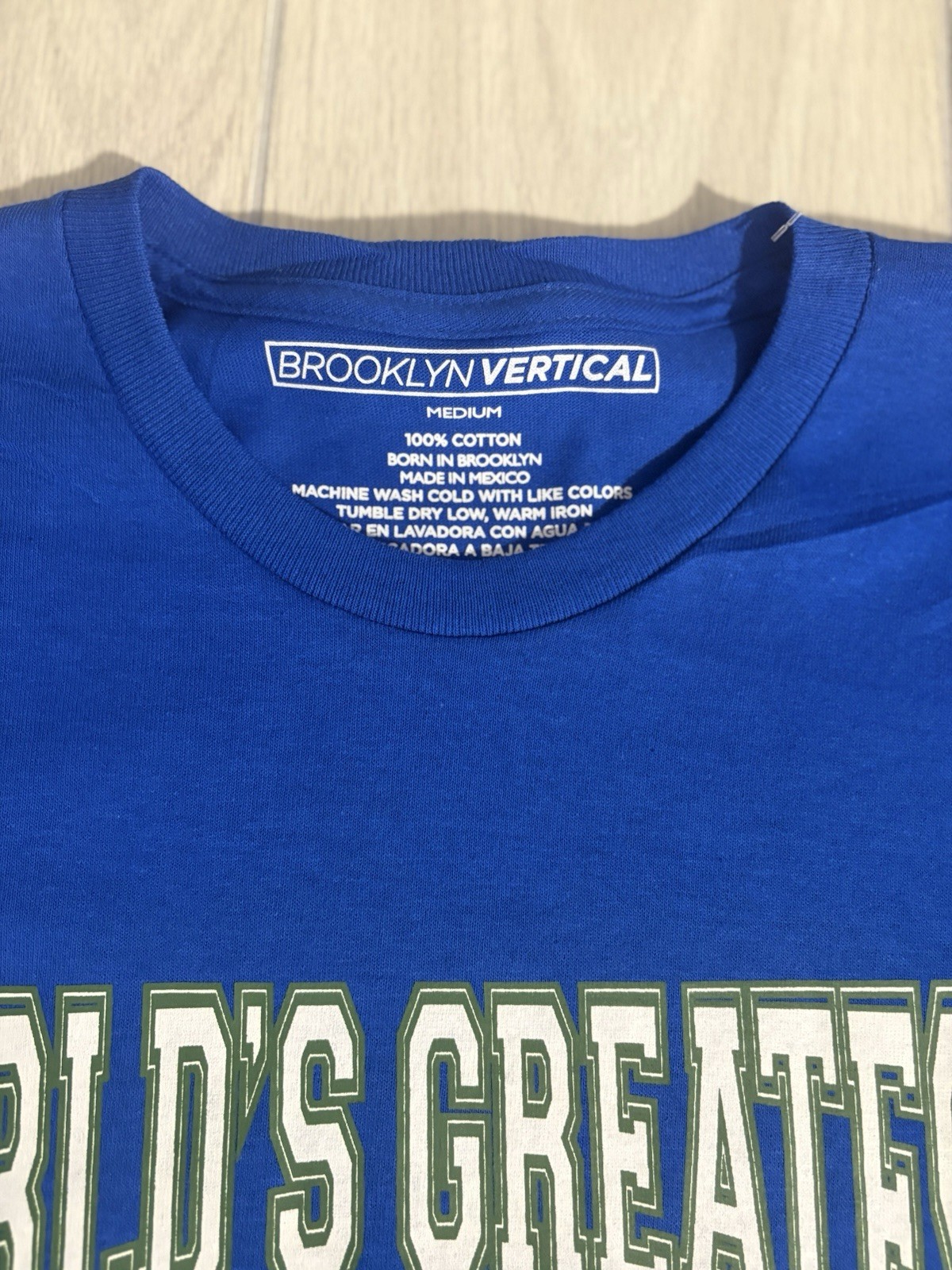 Mens -T Shirt Blue Brooklyn Vertical M