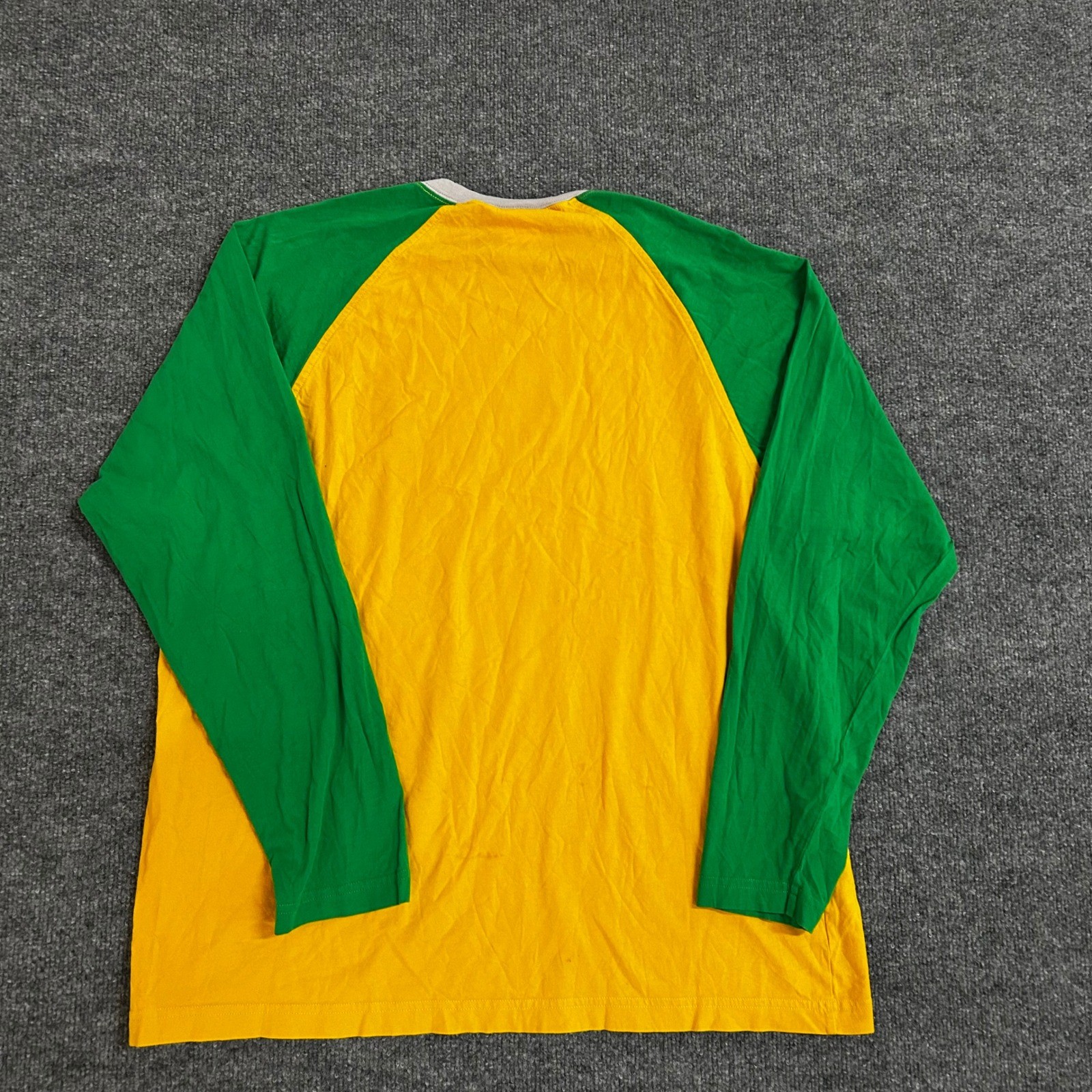 Lacoste Shirt Mens Size 7 Yellow Green Raglan Long Sleeve Cotton Sport Casual