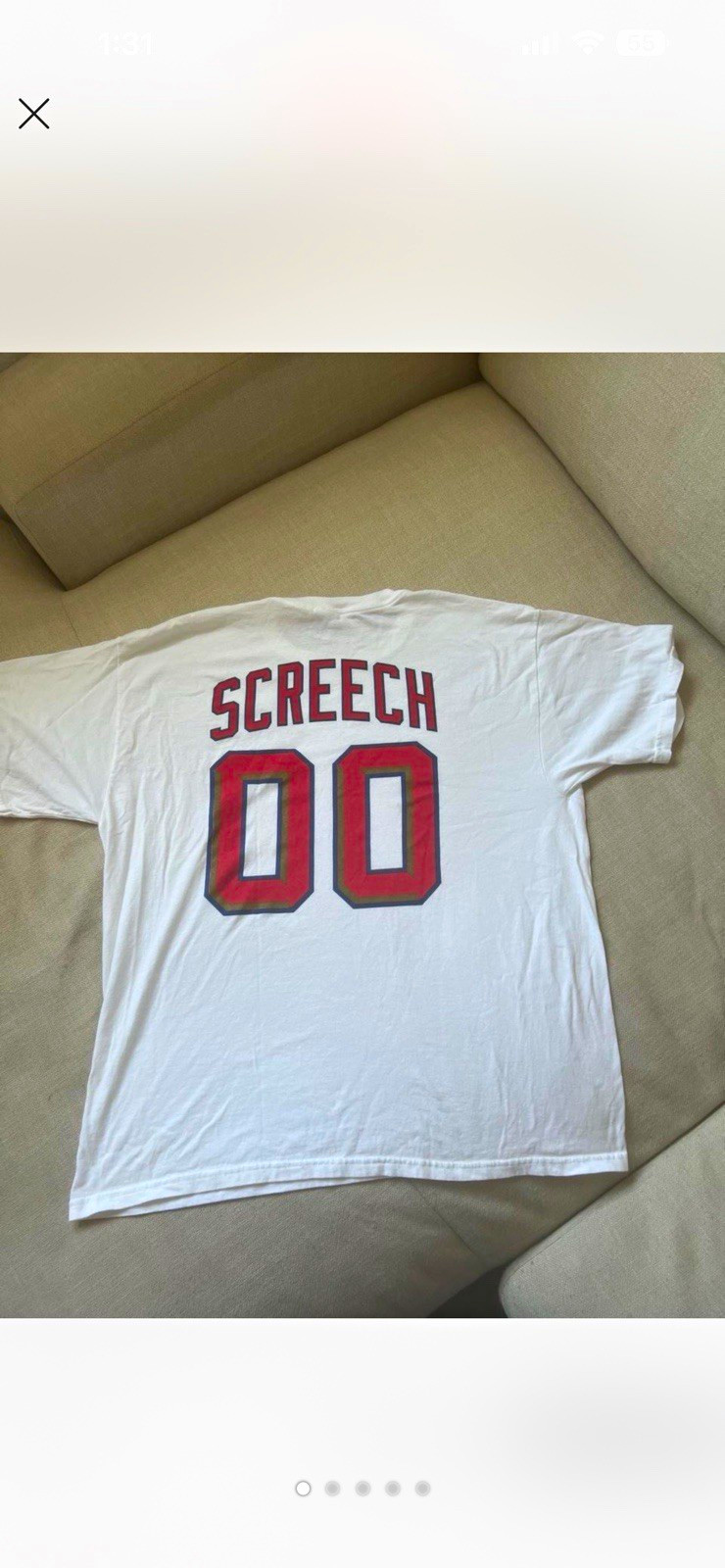 Washington Nationals Screech 00 White Graphic Logo Tee XL Crew Neck Cotton