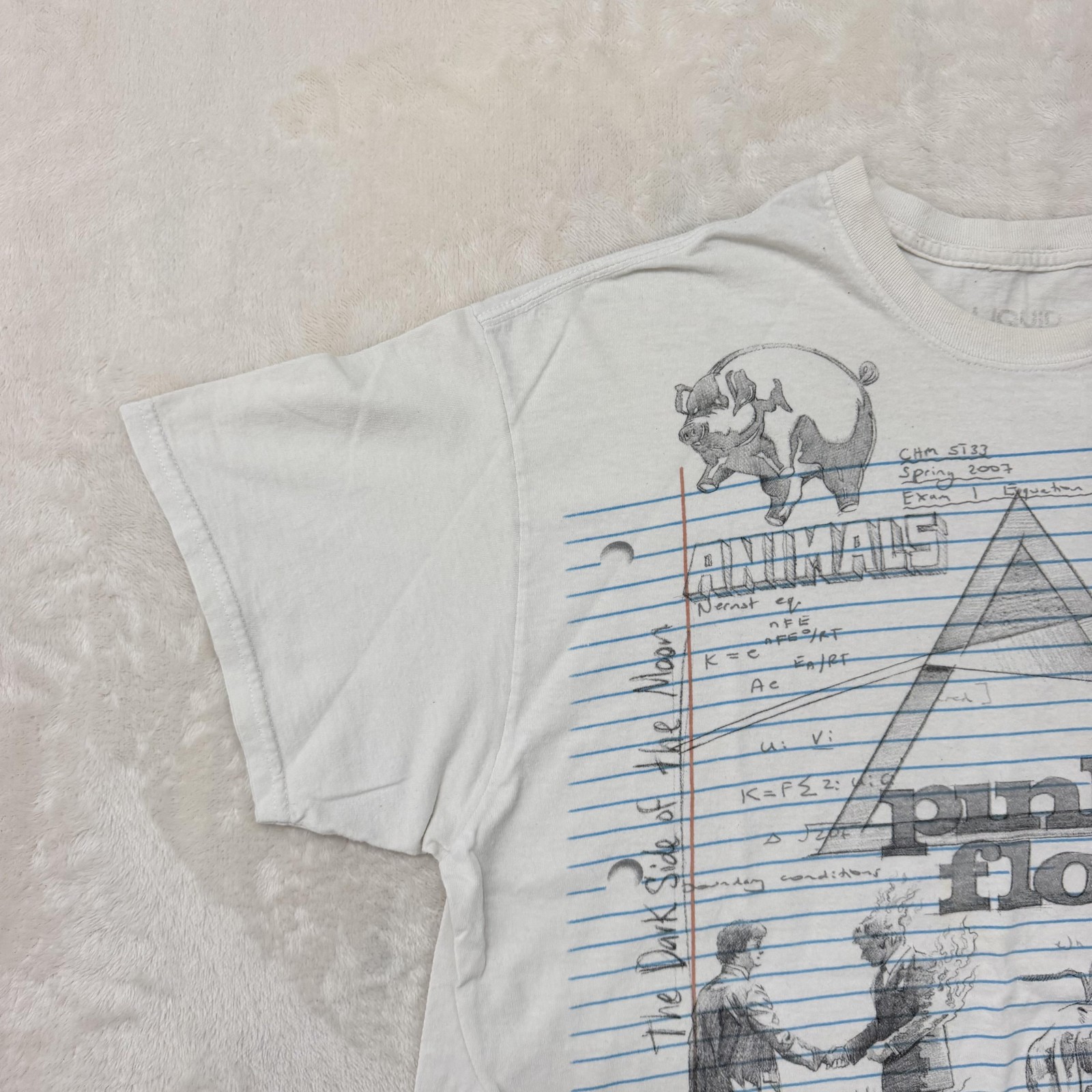 Pink Floyd Liquid Blue Shirt Mens XL White Notebook Art Graphic Rock Music