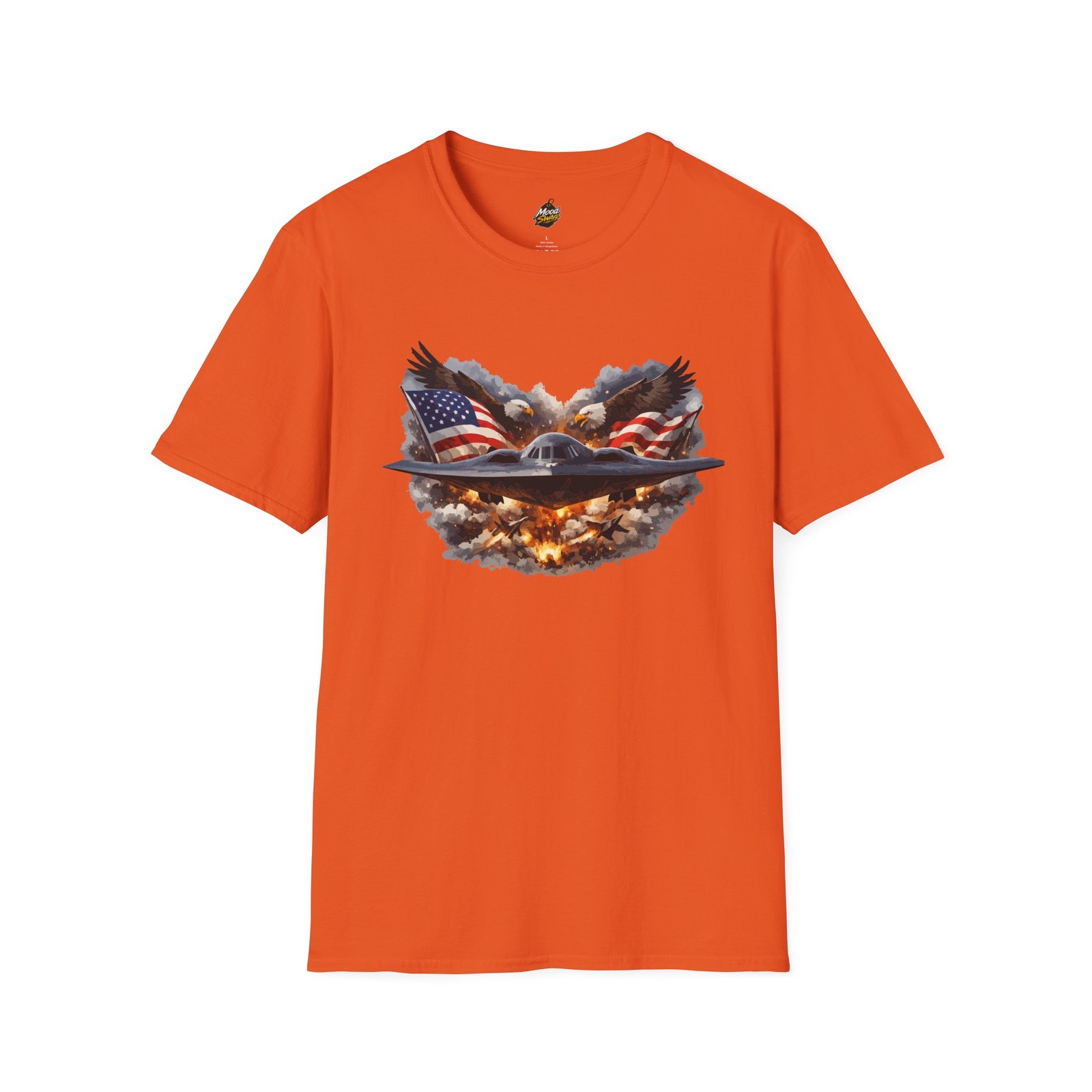 Patriotic Stealth Aircraft Eagle Flag Graphic T-Shirt