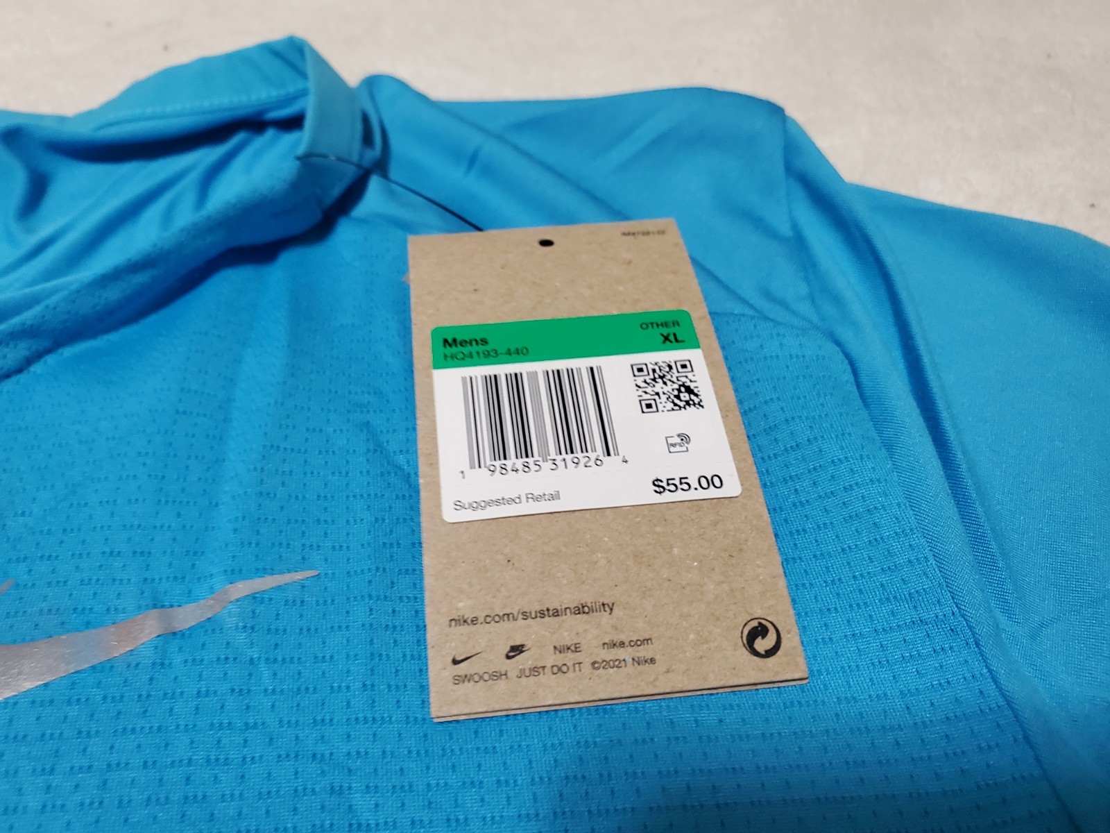 NIKE RUNNING T-SHIRT BLUE DRI-FIT MENS XL X-LARGE CHICAGO MARATHON BOA 2025 NEW