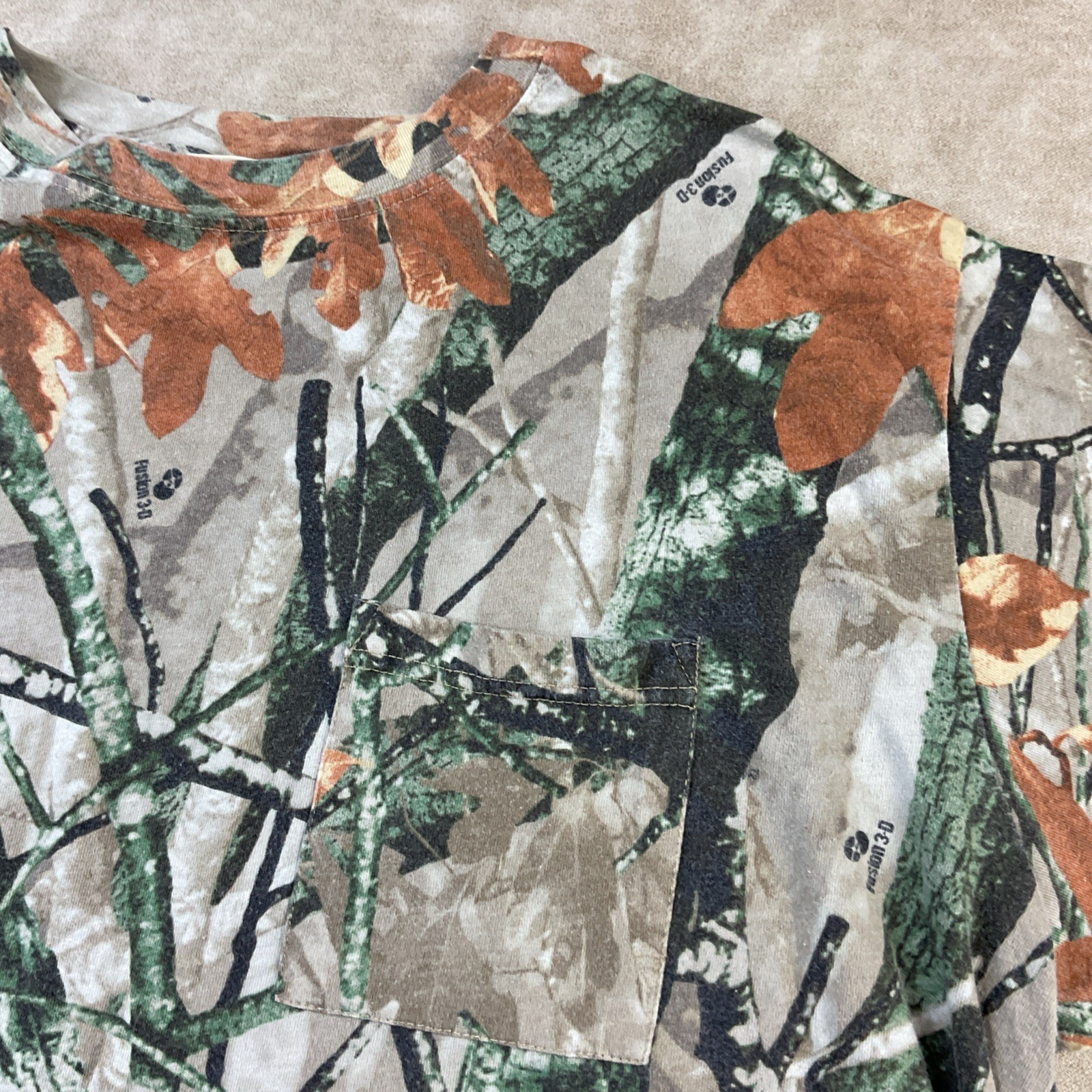Outfitters Ridge Shirt Pocket Tee Men Sz XL Fusion 3D Camo Outdoor Hunting