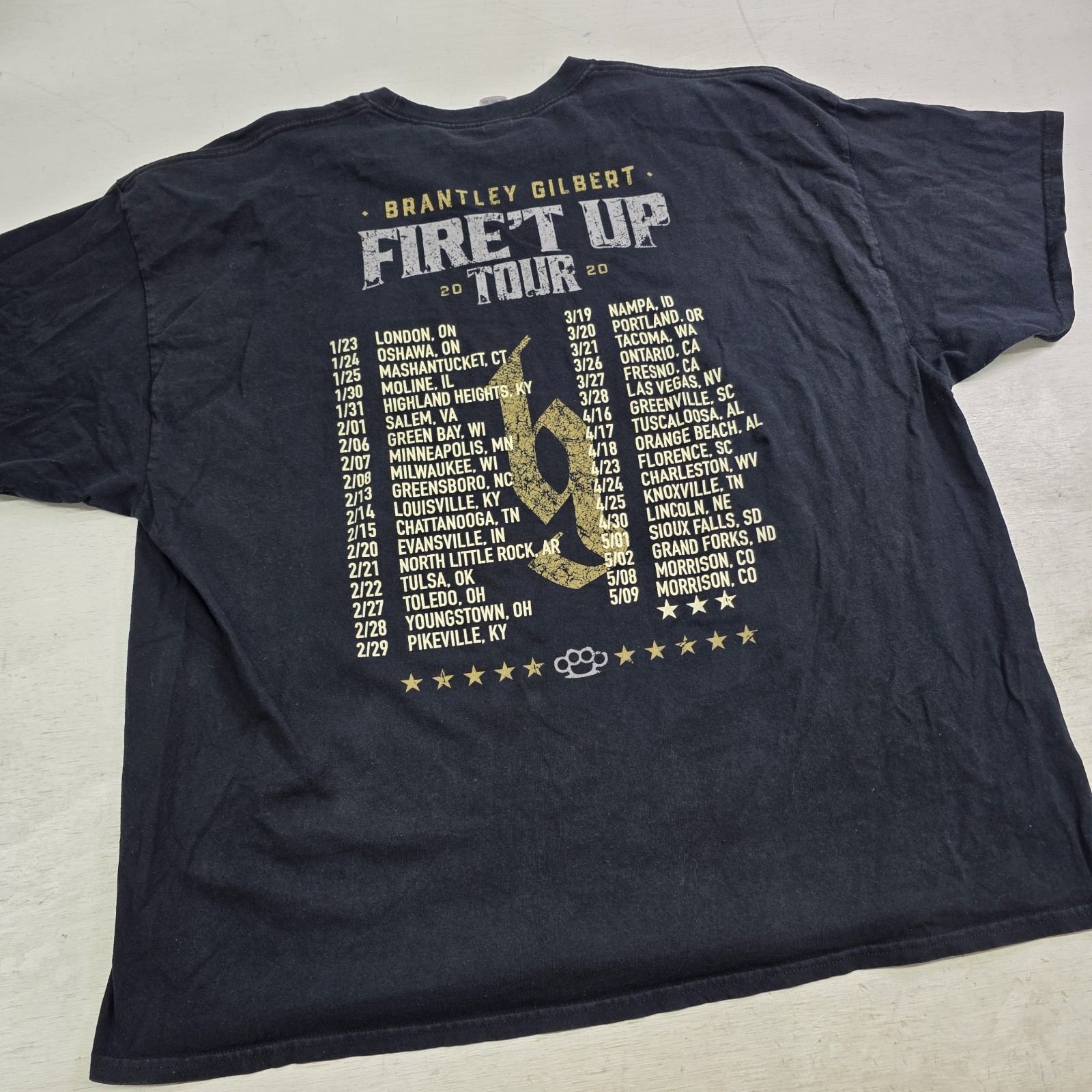 Brantley Gilbert “Fire’t Up” Concert Tour 2020 Dates Country T-Shirt Men’s 3XL