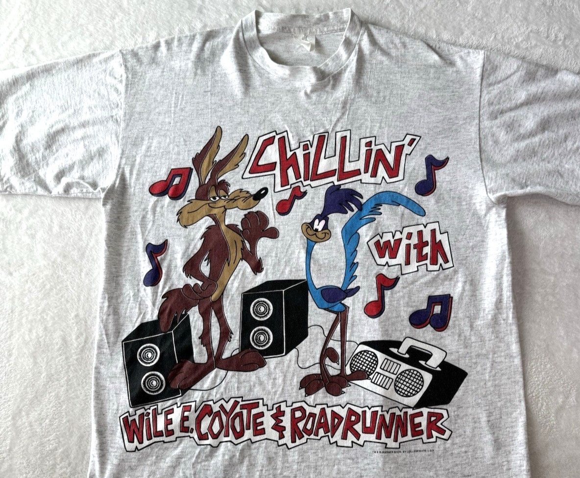1990s Chillin With Wile E Coyote And Roadrunner T Shirt XL Vtg Warner Bros