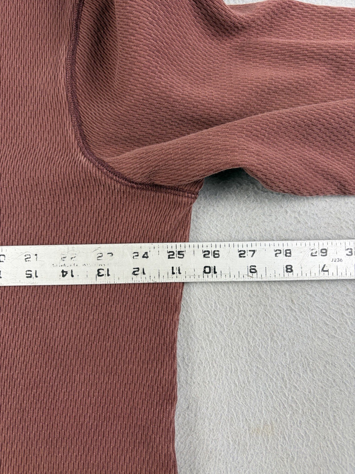 Taylor Stitch Shirt Men’s Size 46 Rust Brown Waffle Knit Crewneck Longsleeve