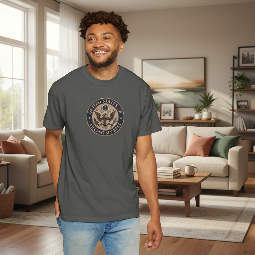 United States of Trying My Best Unisex T-shirt USA Graphic Tee Garment Dyed