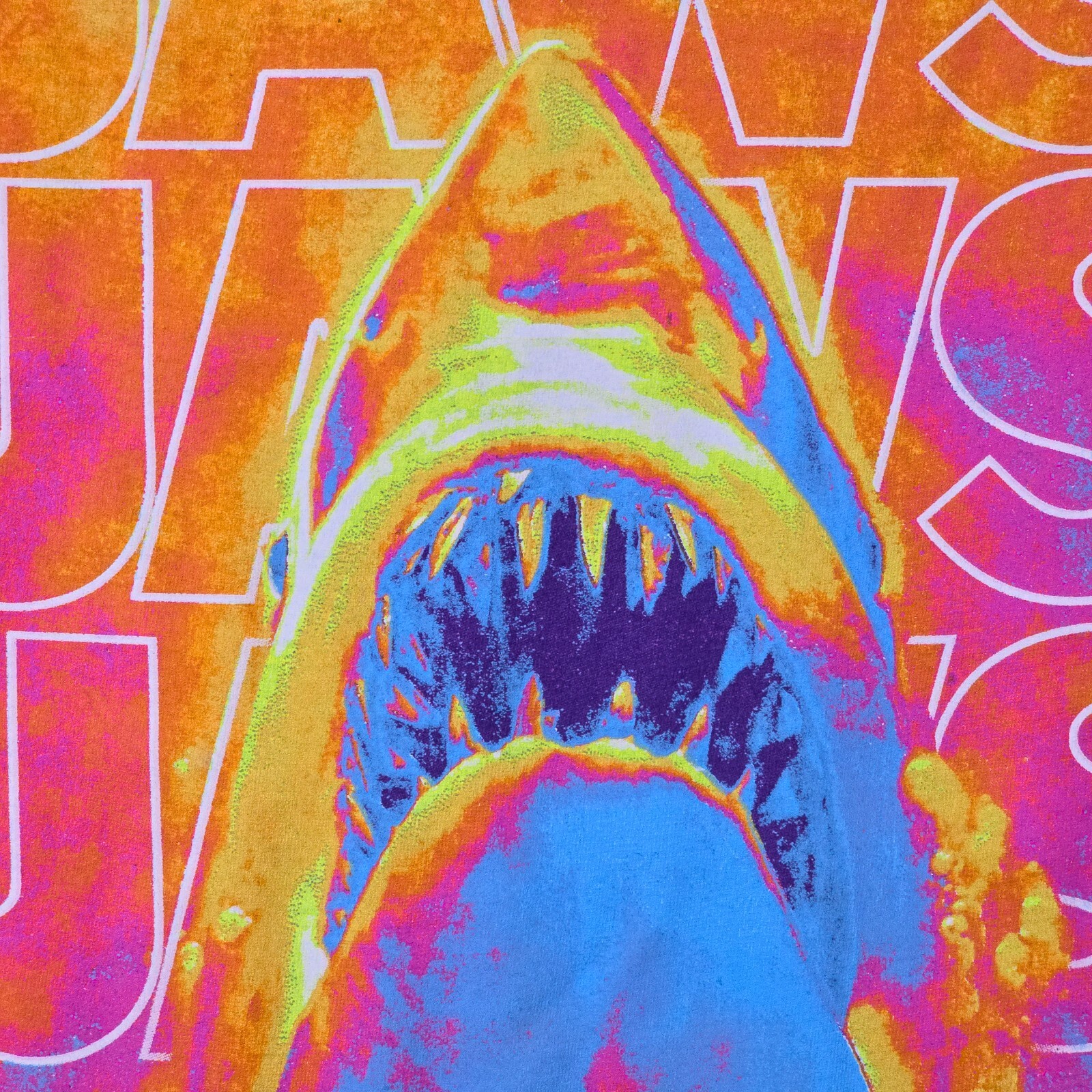 JAWS Shirt Mens Large Blue Orange Casual Movie Film Shark Poster Swimmer NWT