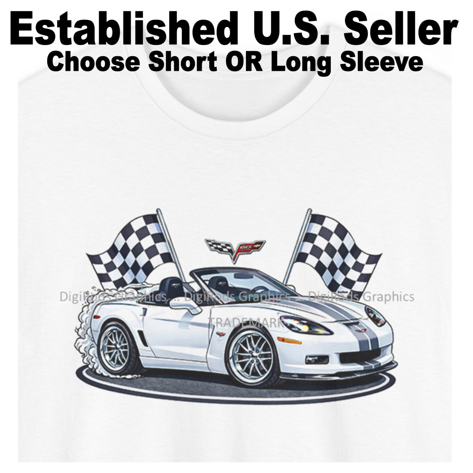 DigiRods Chevy Corvette C6 2013 60th Anniversary Cartoon Car T Shirt