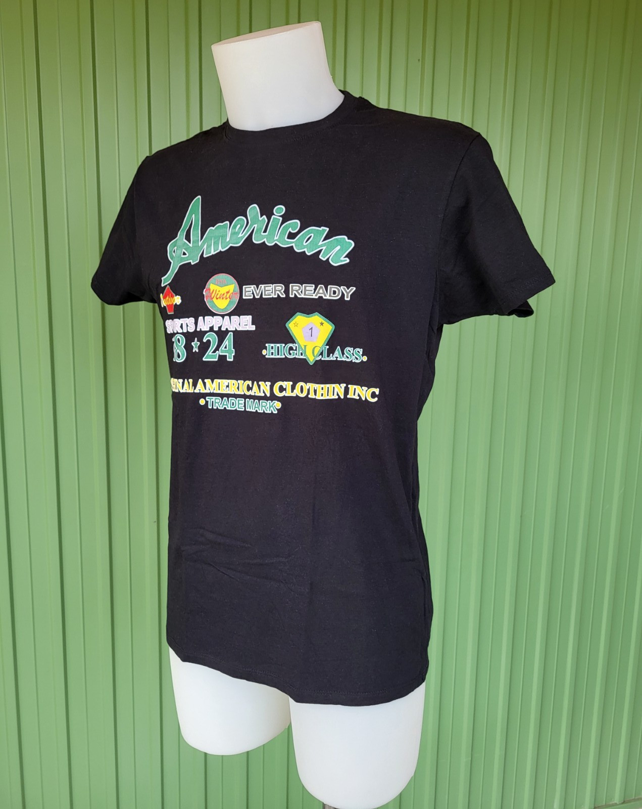 BY AMERICAN [Size L] Black Cotton Crew Neck T-Shirt (PANINARO)