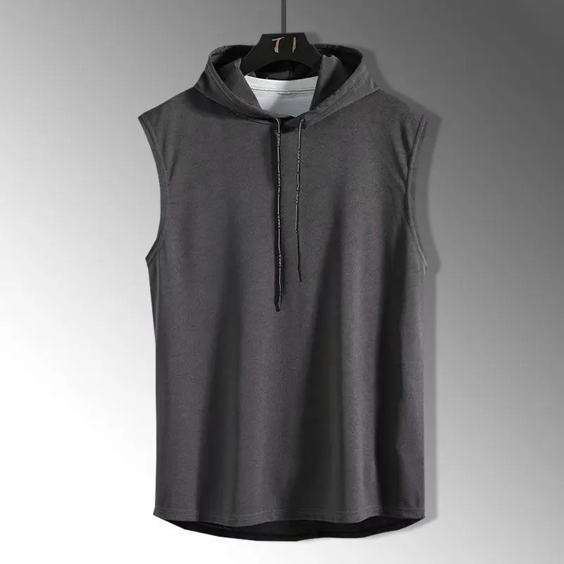 Solid Color Men’s Tank Tops Vest Sleeveless Tees For Male Hooded