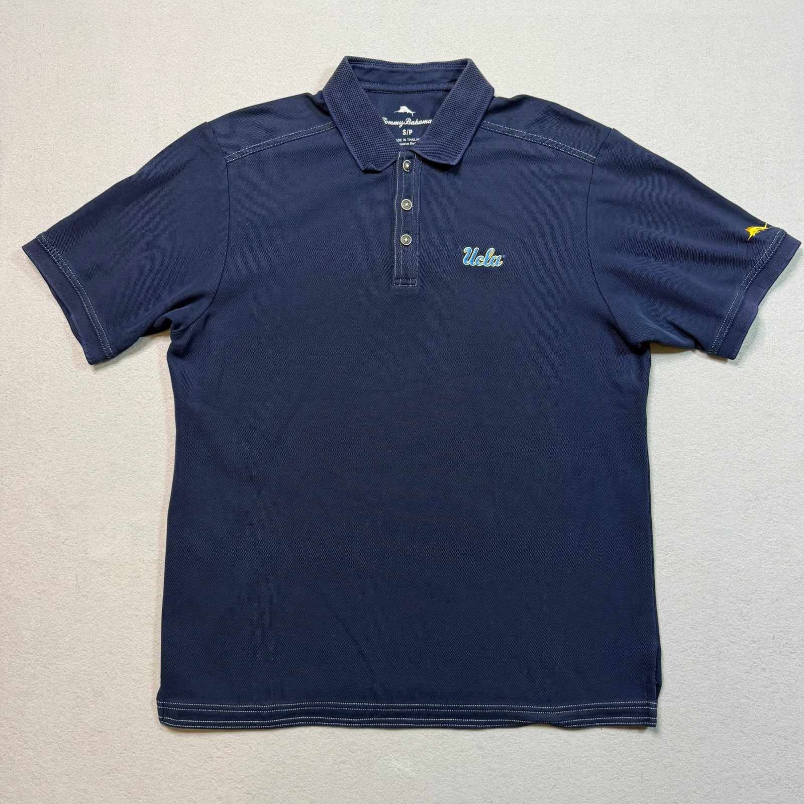 UCLA Tommy Bahama Blue & Gold Marlin Logo Polo Collegiate Series Shirt Small