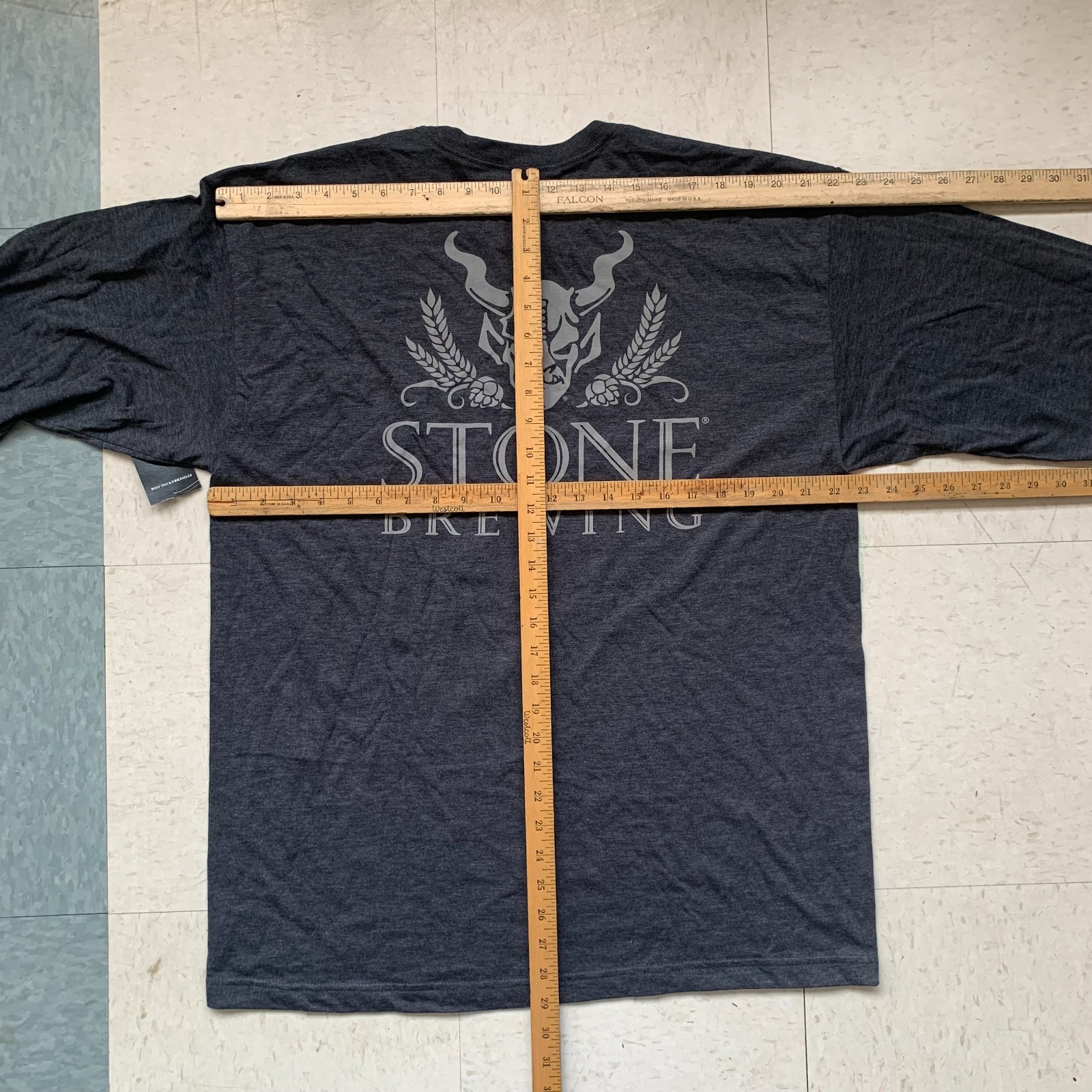 NEW STONE BREWING Black Double Sided Long Sleeve LOGO Spellout T Shirt Pick Size
