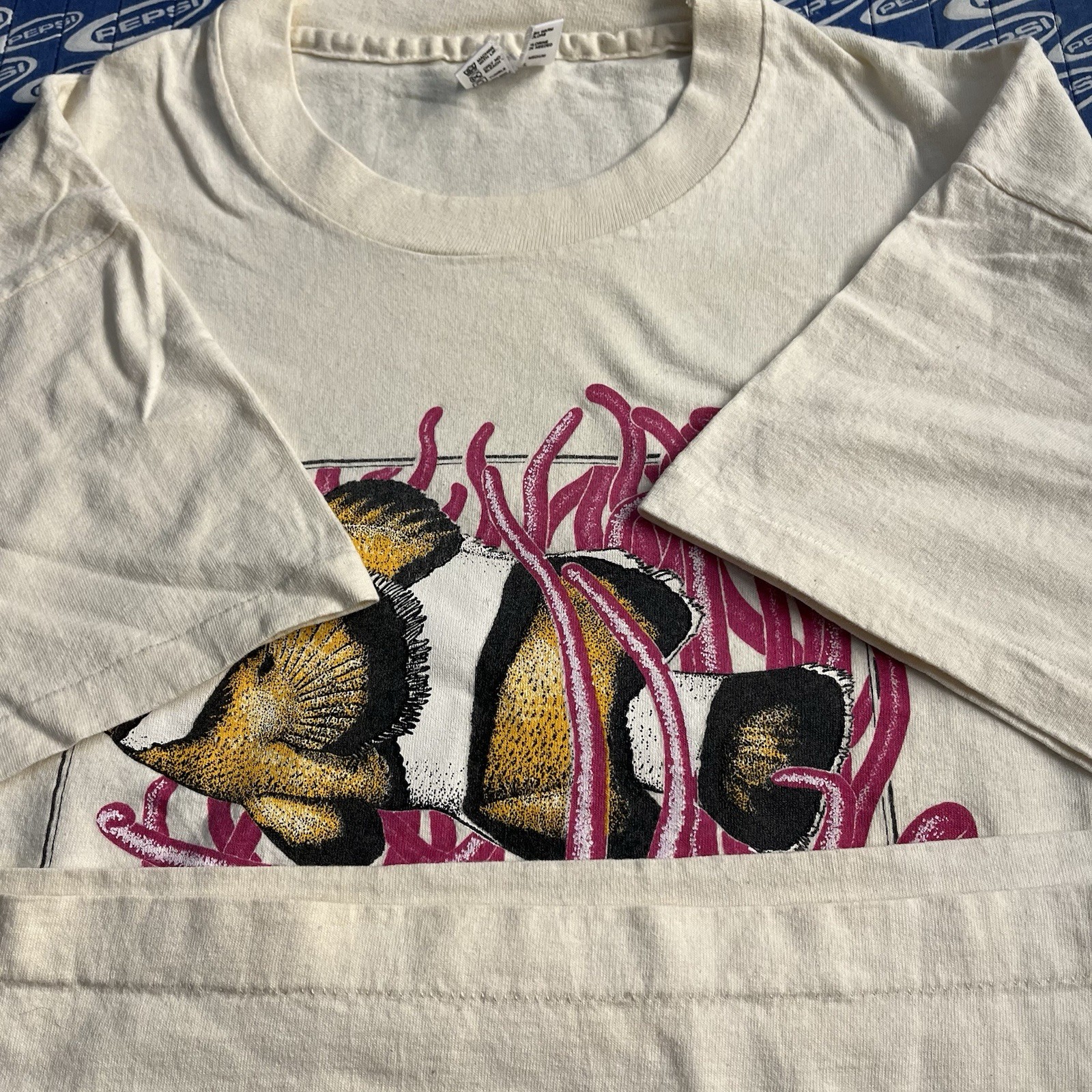 Vintage 90s Cape Cod Ocean Aquatic Clown Fish T Shirt White Size Large Men’s