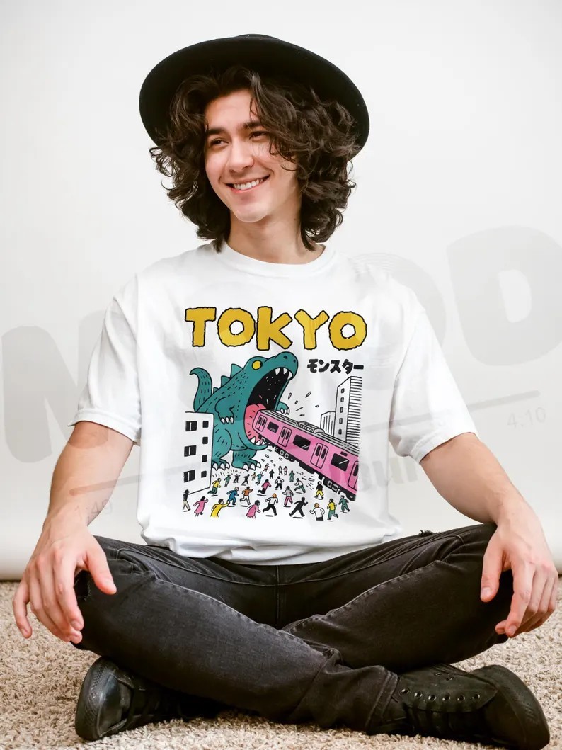 Japan Tokyo Kaiju Shirt, 90s anime shirt, Japanese Streetwear,harajuku fashion,