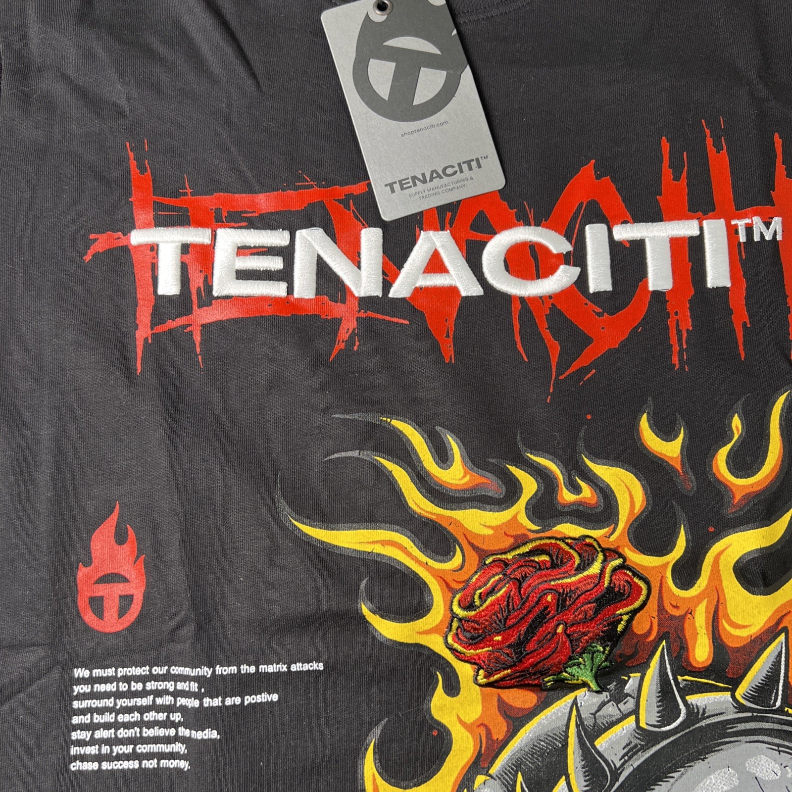 Tenaciti Studios Black SKULL tee Streetwear Shirt MENS SMALL $120MSRP
