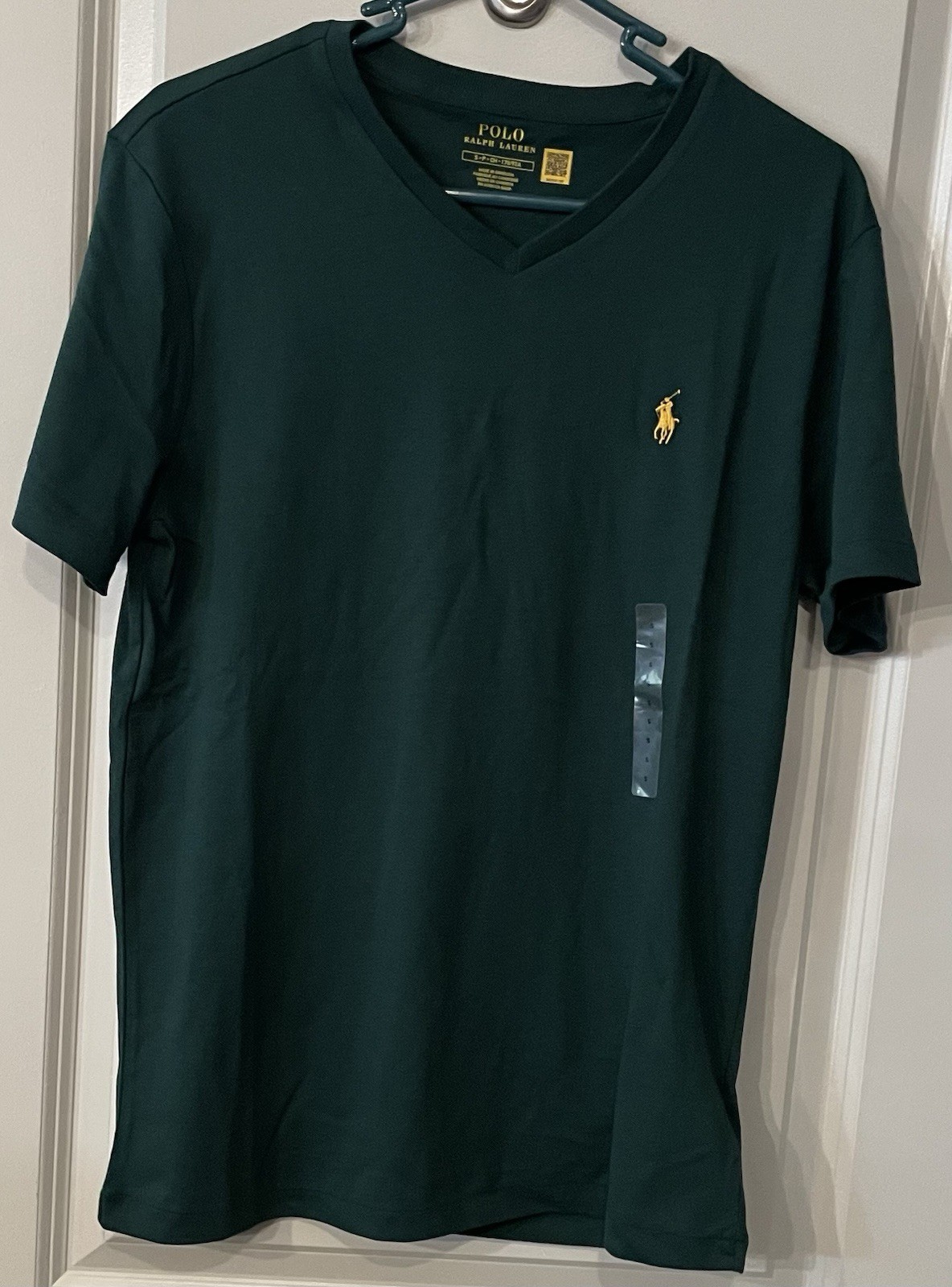 NEW Polo Ralph Lauren V-Neck T-Shirt Mens Large Green Yellow Pony Logo