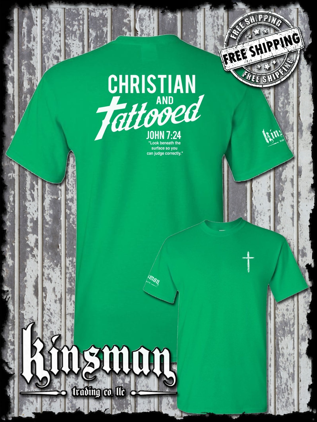 Christian and Tattooed 2-Sided T-Shirt – Religious Jesus Christ God Spiritual