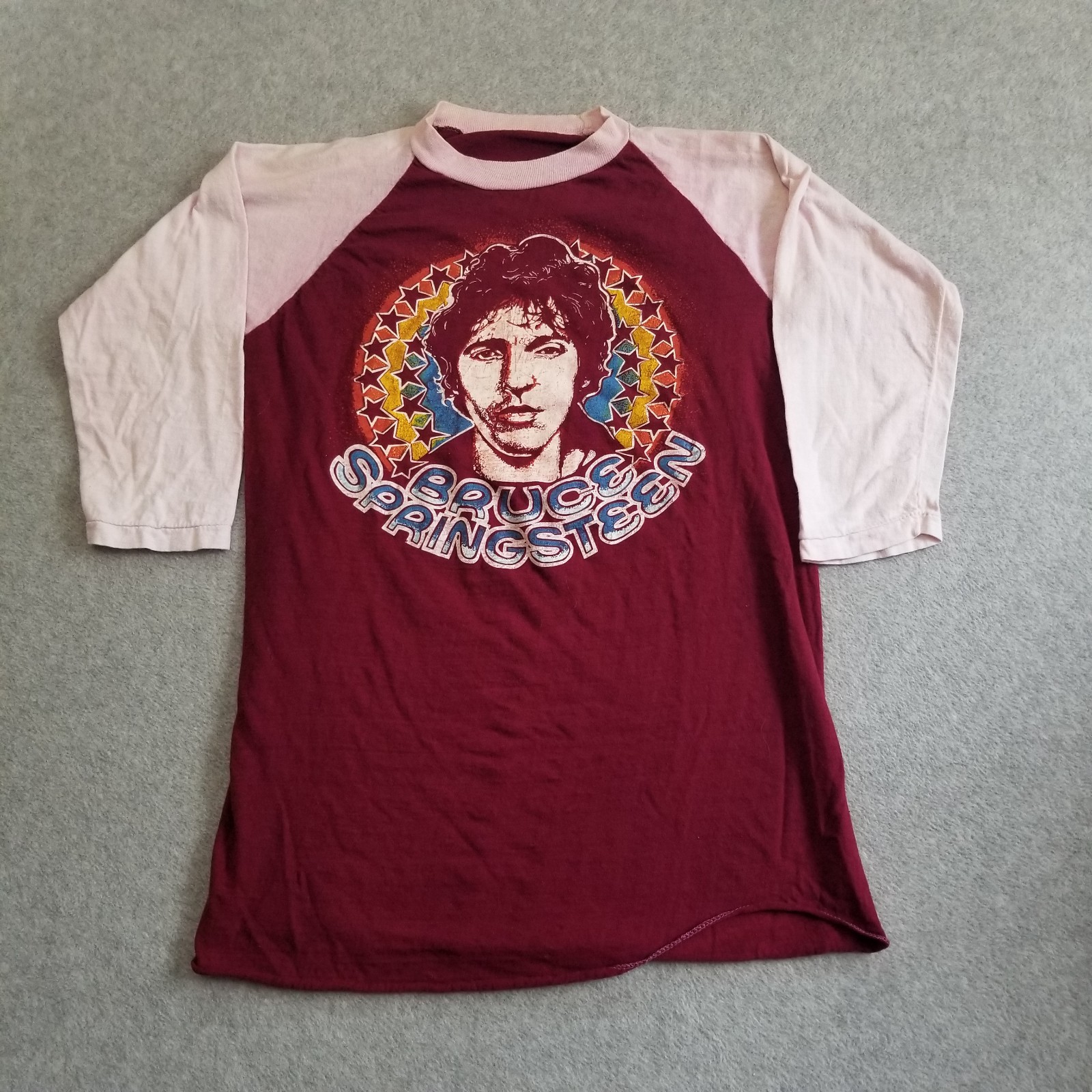 Vintage 80s Bruce Springsteen Shirt Mens Small Boss is Back Nebraska Tour Raglan