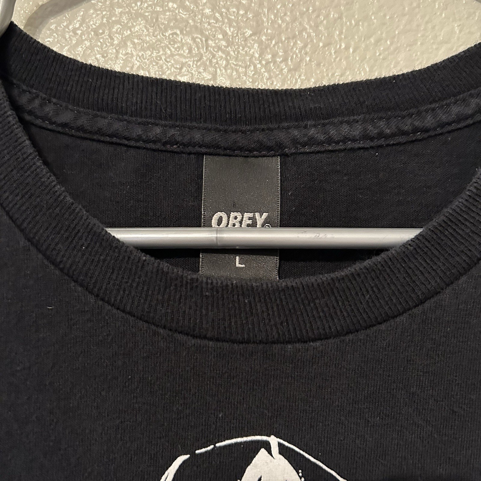 Vintage Obey Guy On Bike Gas Mask Shirt Large Y2K Grunge Bicycling Black BG6