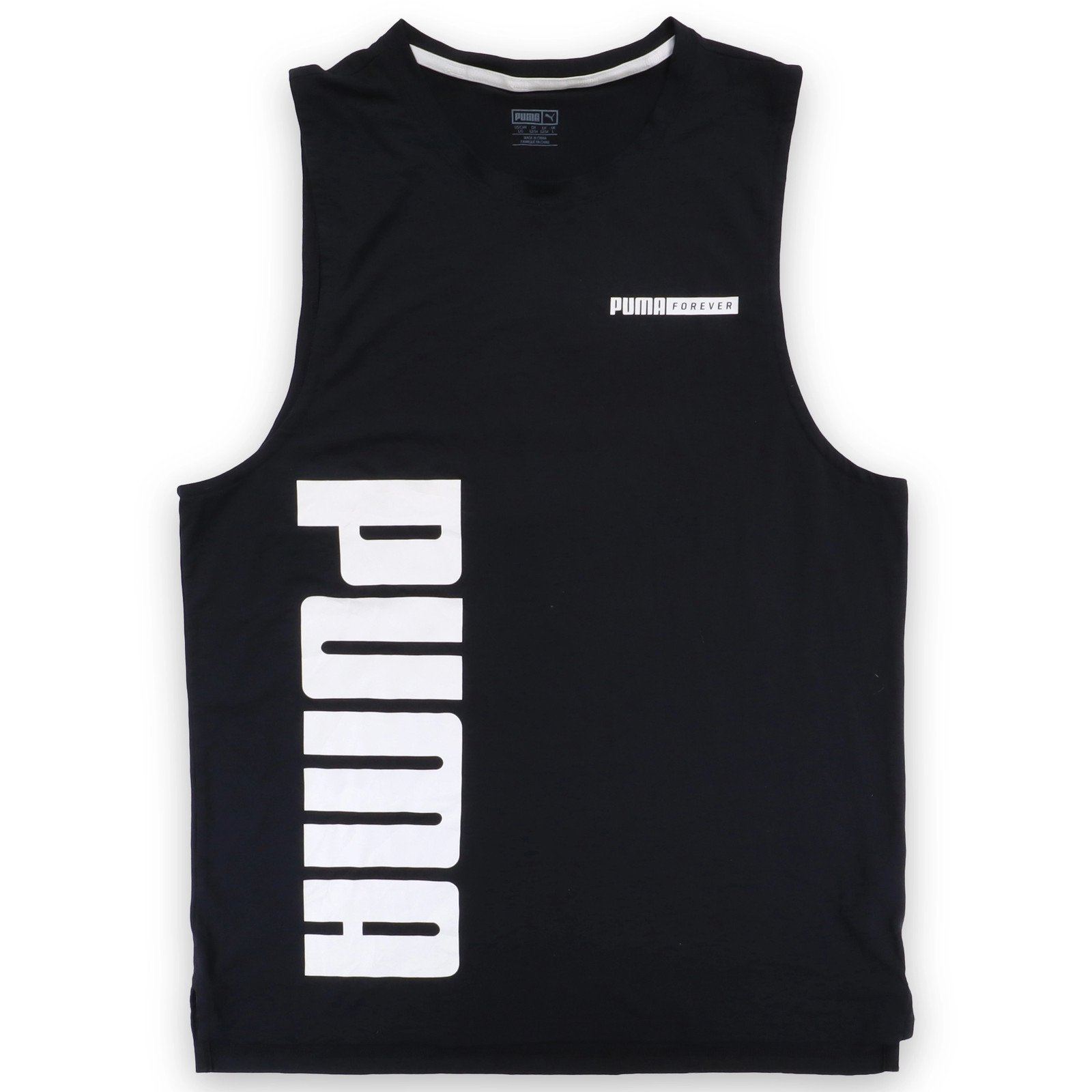 Puma Tank Top Mens Big Logo L Black Polyester Blend Sleeveless