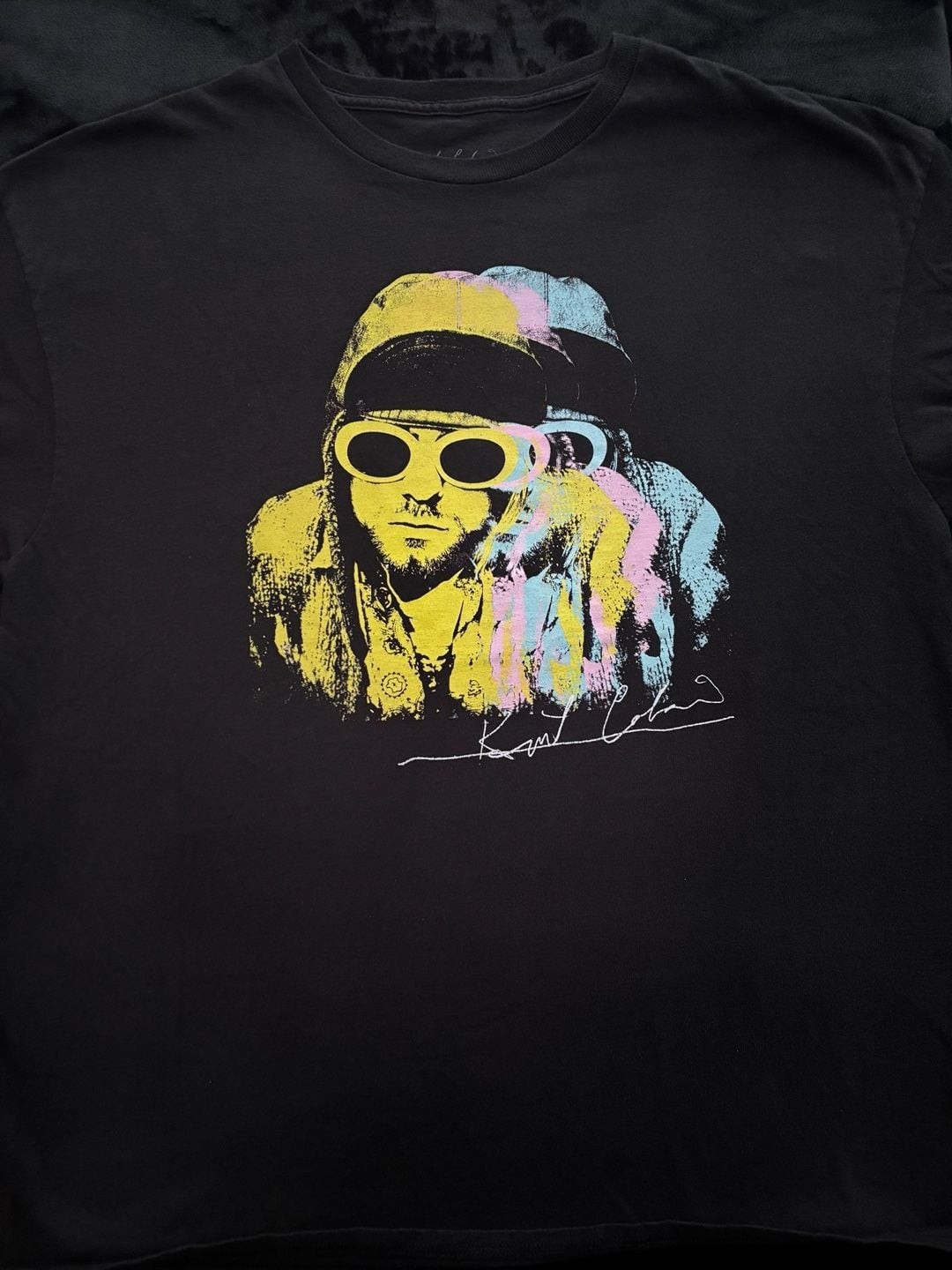 Nirvana Kurt Cobain Graphic Signature Color Block T-Shirt