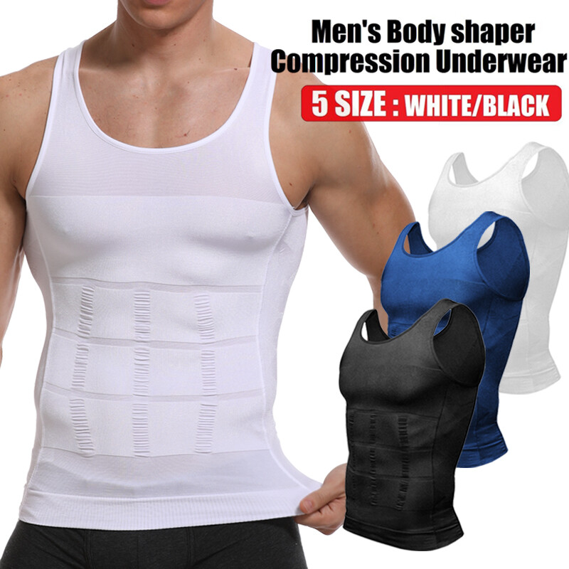 Mens Compression Shirts Slimming Body Shaper Vest Tight Tank Top Tummy Control