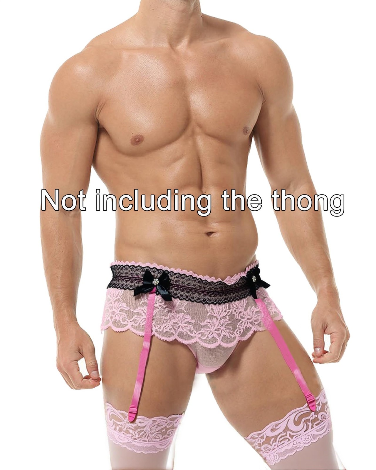 Mens Sissy Lingerie Outfits Lace Panties Underwear With 4 Garter One Size Pink