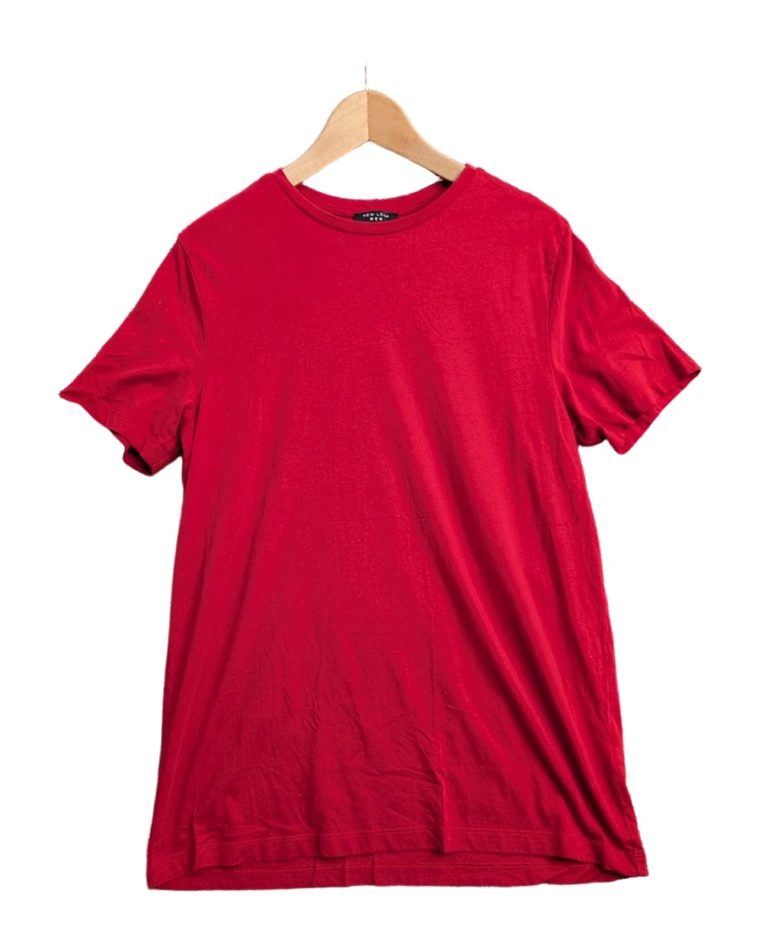 New Look Men T-Shirt Medium Red 100% Cotton Plain Crew Neck Short Sleeve Top M