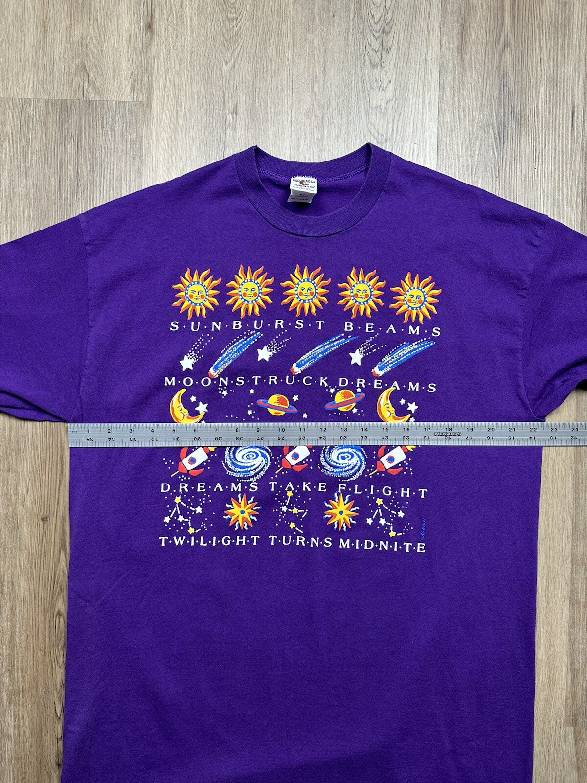 VINTAGE Welcome To Night Purple Space Galaxy Long Sleeve T-Shirt Size OSFA