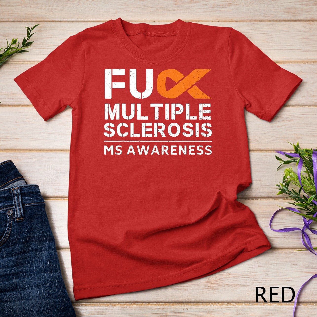 Multiple Sclerosis MS Awareness Support Ribbon Unisex T-shirt