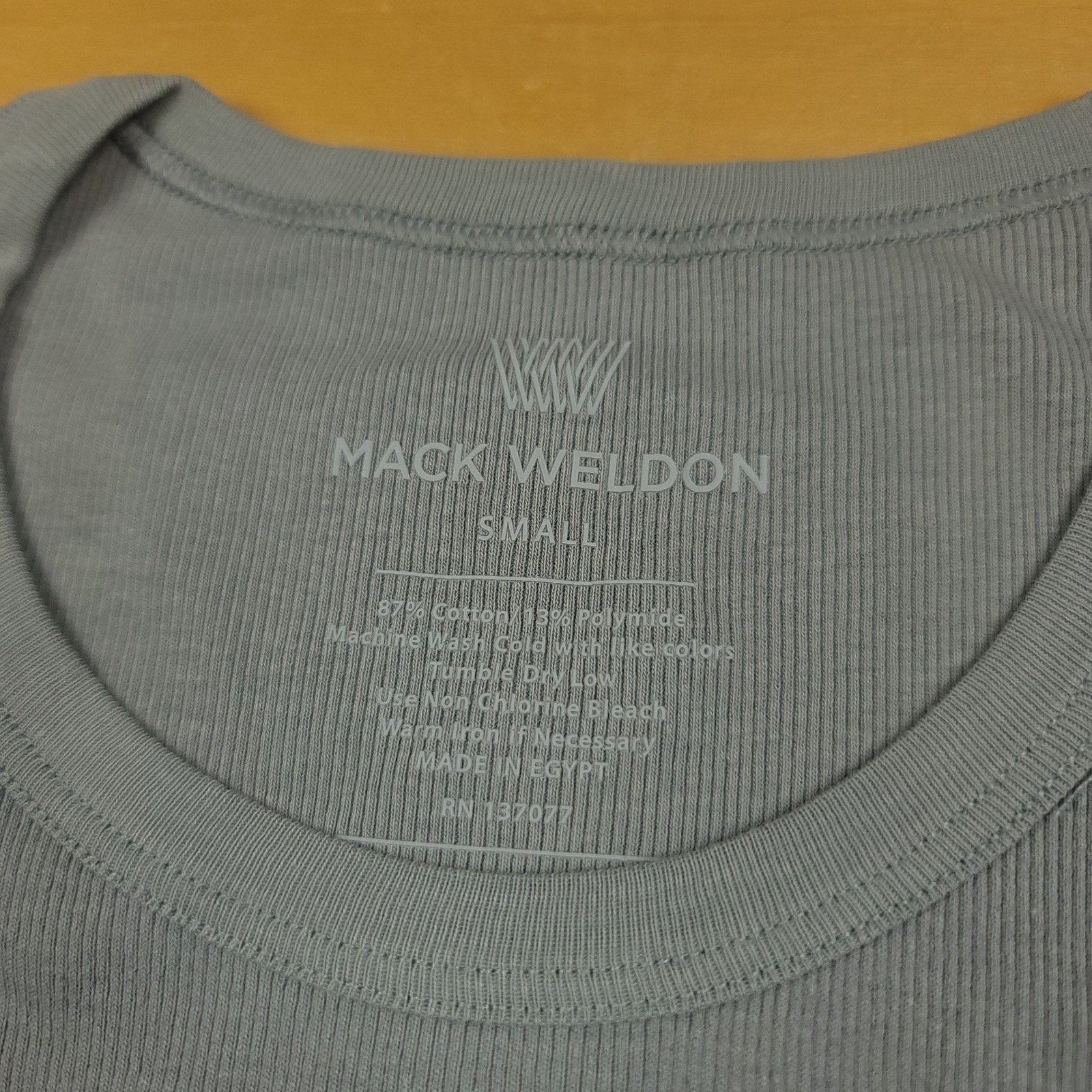 Mack Weldon Men’s Ribbed Crew Neck T-Shirt Gray Short Sleeve Size Small