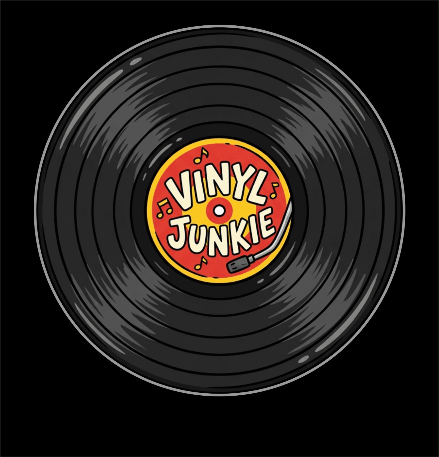Vinyl Junkie T-Shirt Vintage Music Fan Record Buyer Funny Unisex Adult Cotton