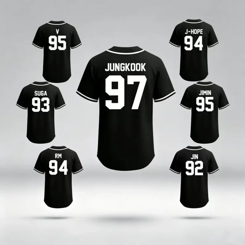 Black White Kpop Baseball Jersey Shirt Number 93 Concert Fan Made Top