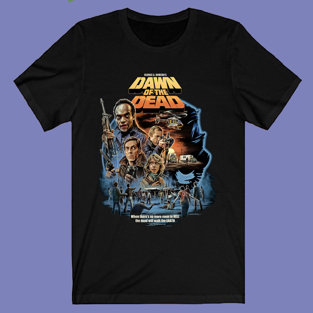 Dawn of The Dead Famous Horror Movie Logo Men’s Black T-shirt Size S-3XL