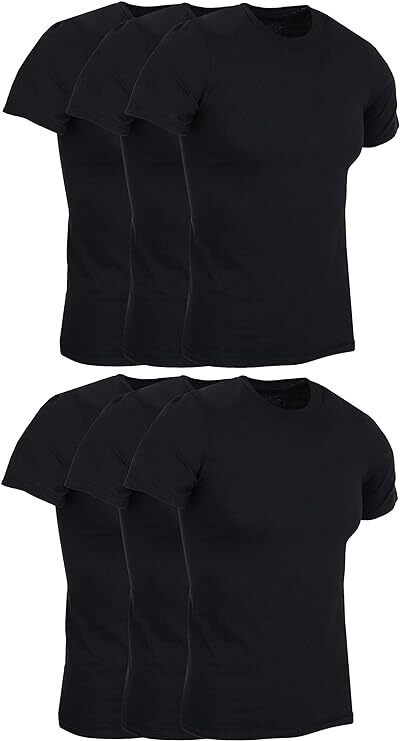 BILLIONHATS 6 Pack Mens Bulk Big Tall Short Sleeve Cotton Lightweight T-Shirt(M)